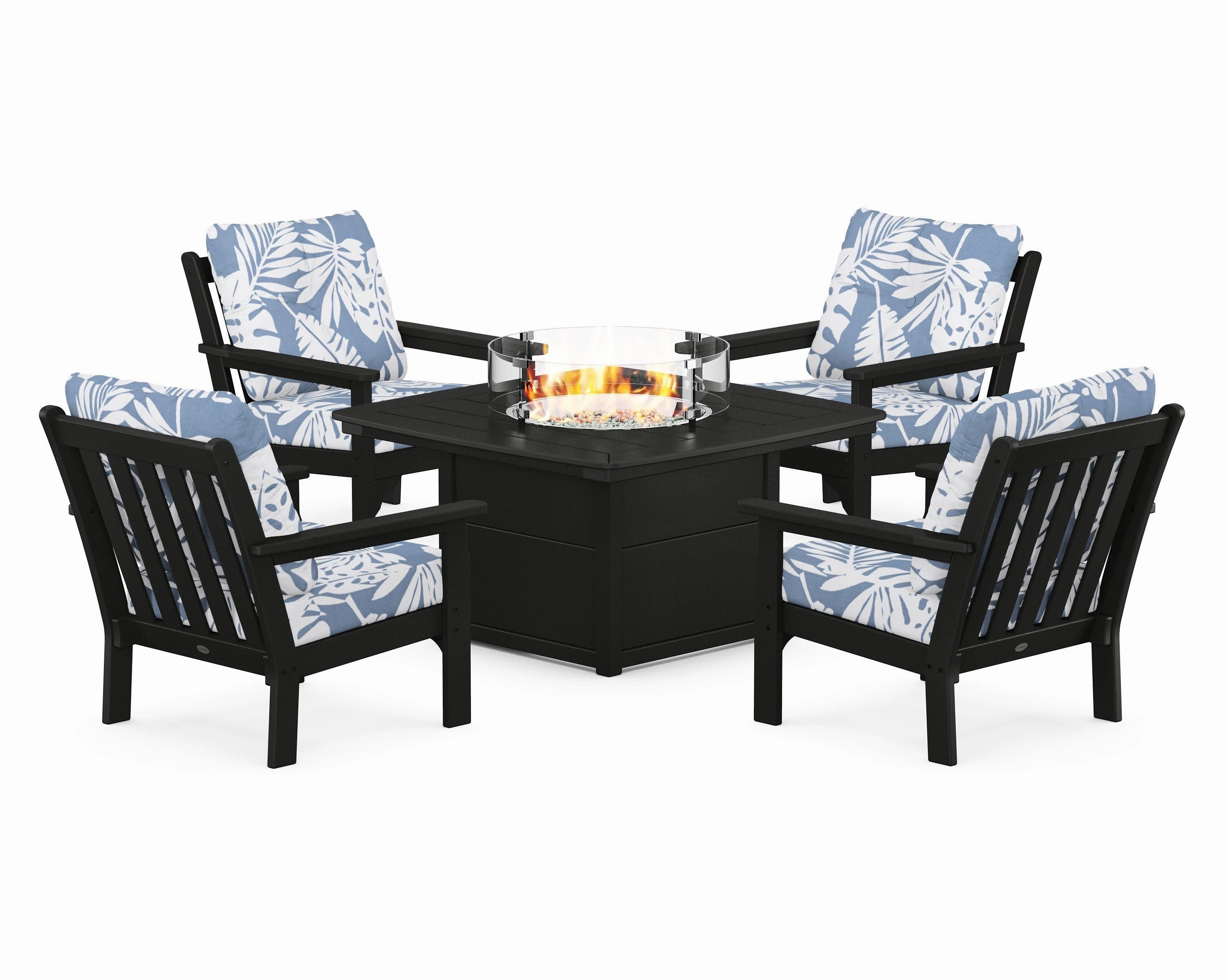 Vineyard 5-Piece Conversation Set with Fire Pit Table