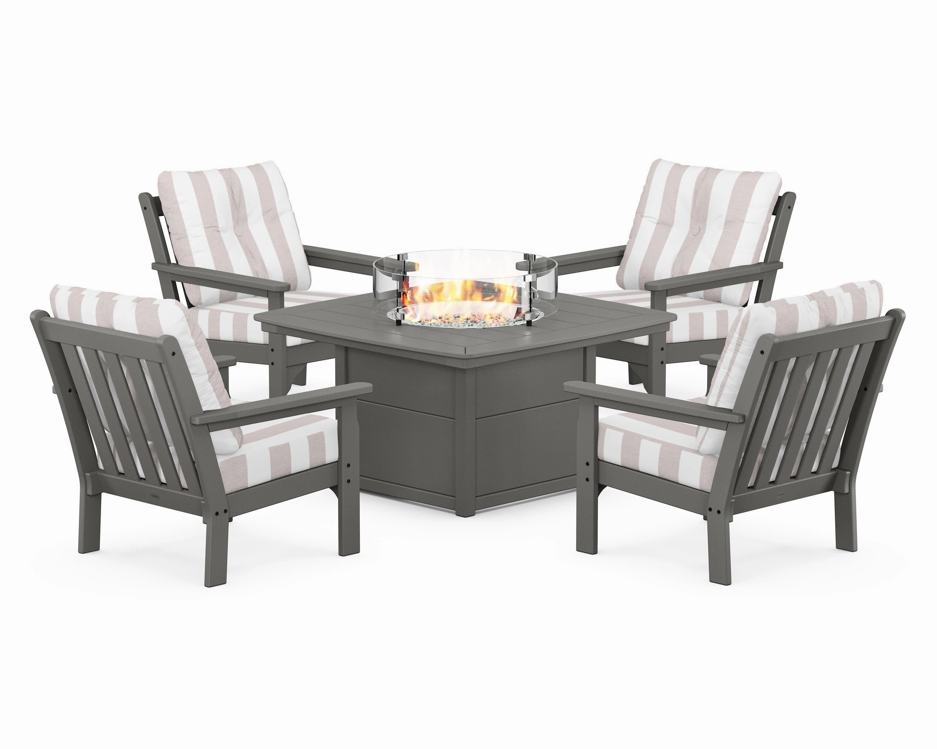 Vineyard 5-Piece Conversation Set with Fire Pit Table