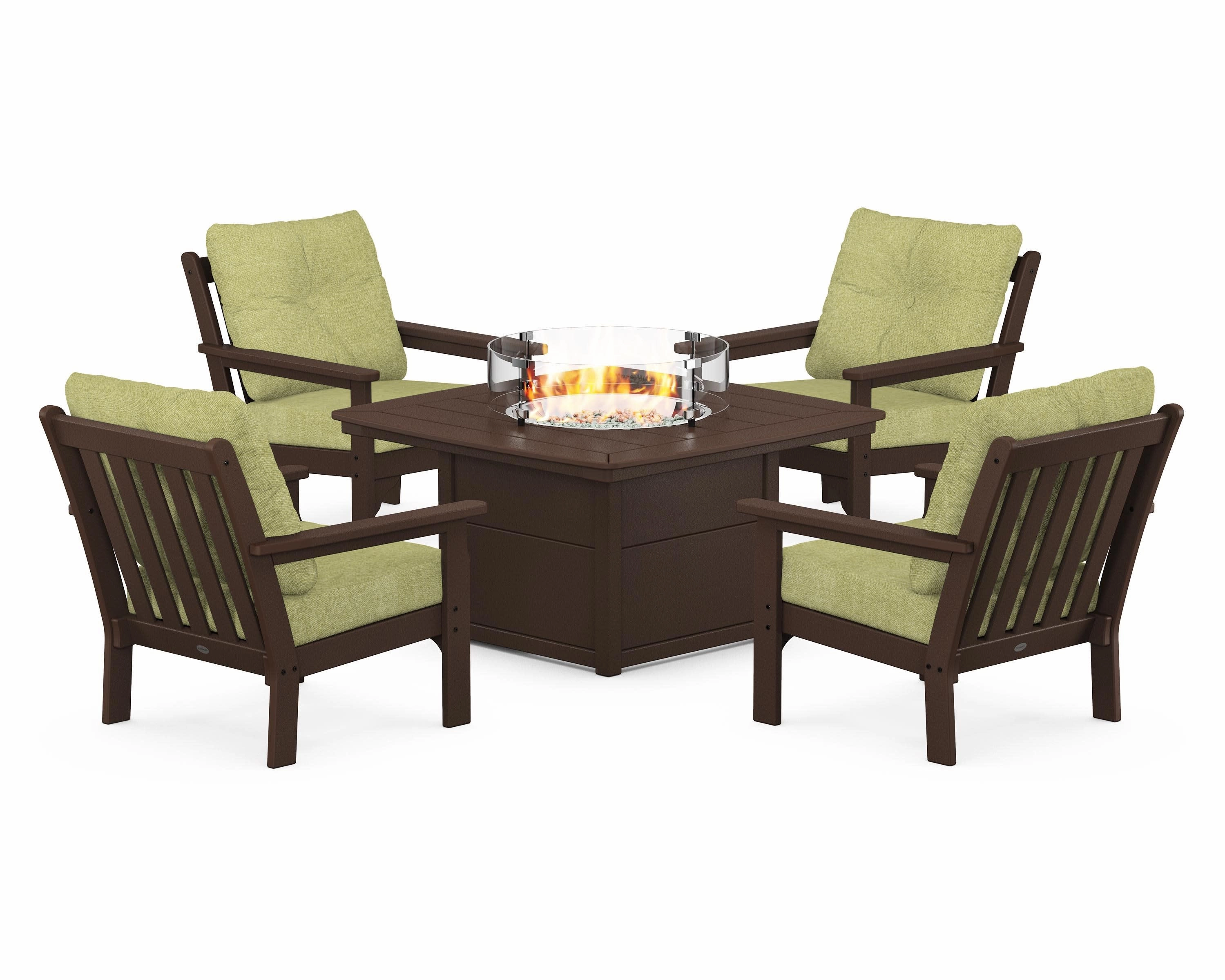 Vineyard 5-Piece Conversation Set with Fire Pit Table