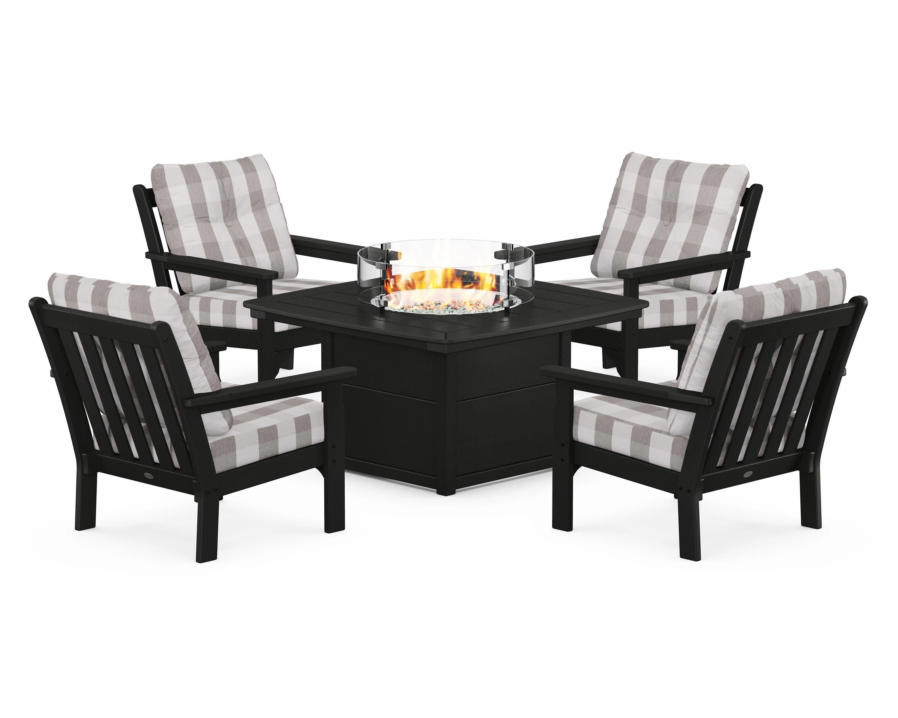 Vineyard 5-Piece Conversation Set with Fire Pit Table
