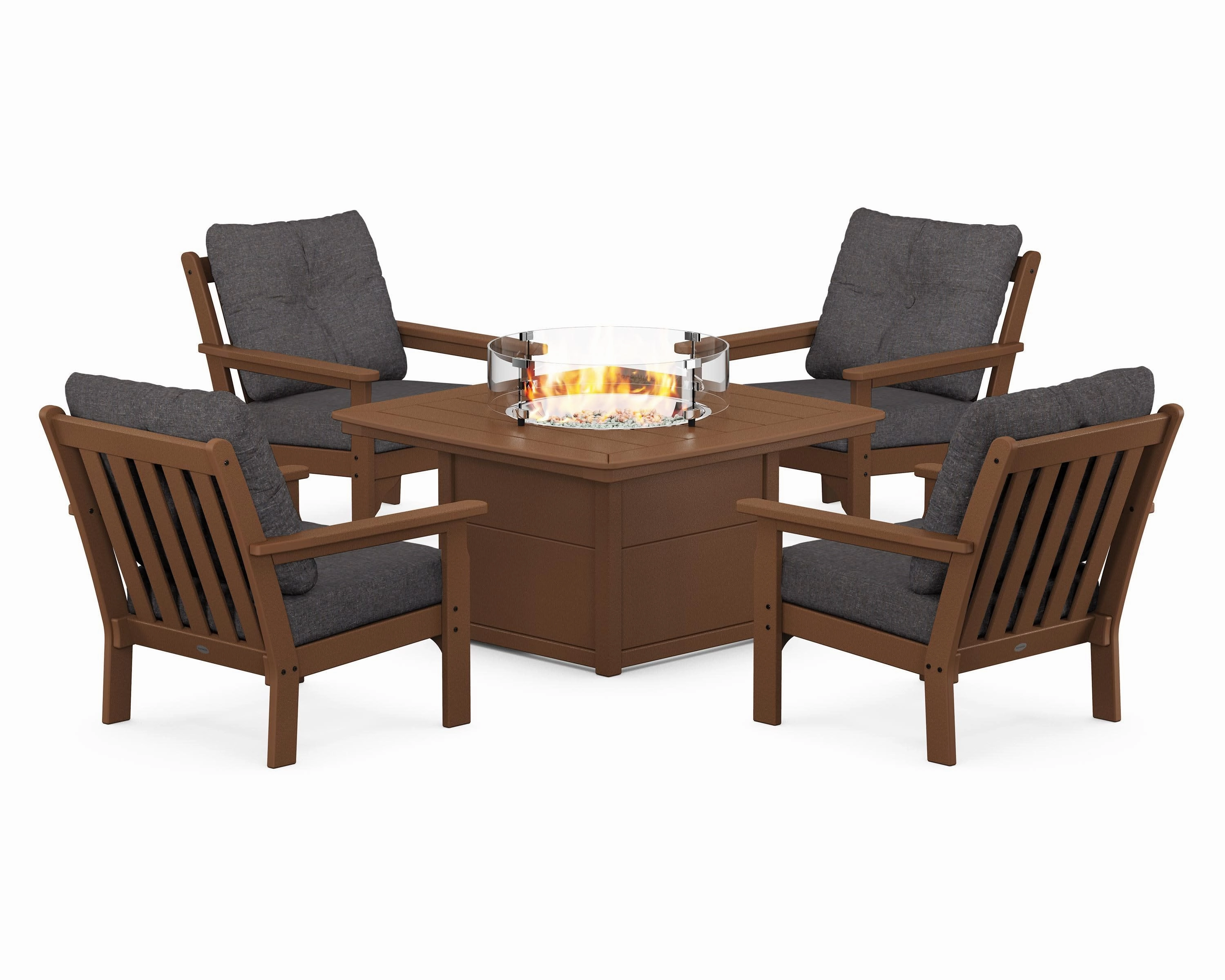 Vineyard 5-Piece Conversation Set with Fire Pit Table