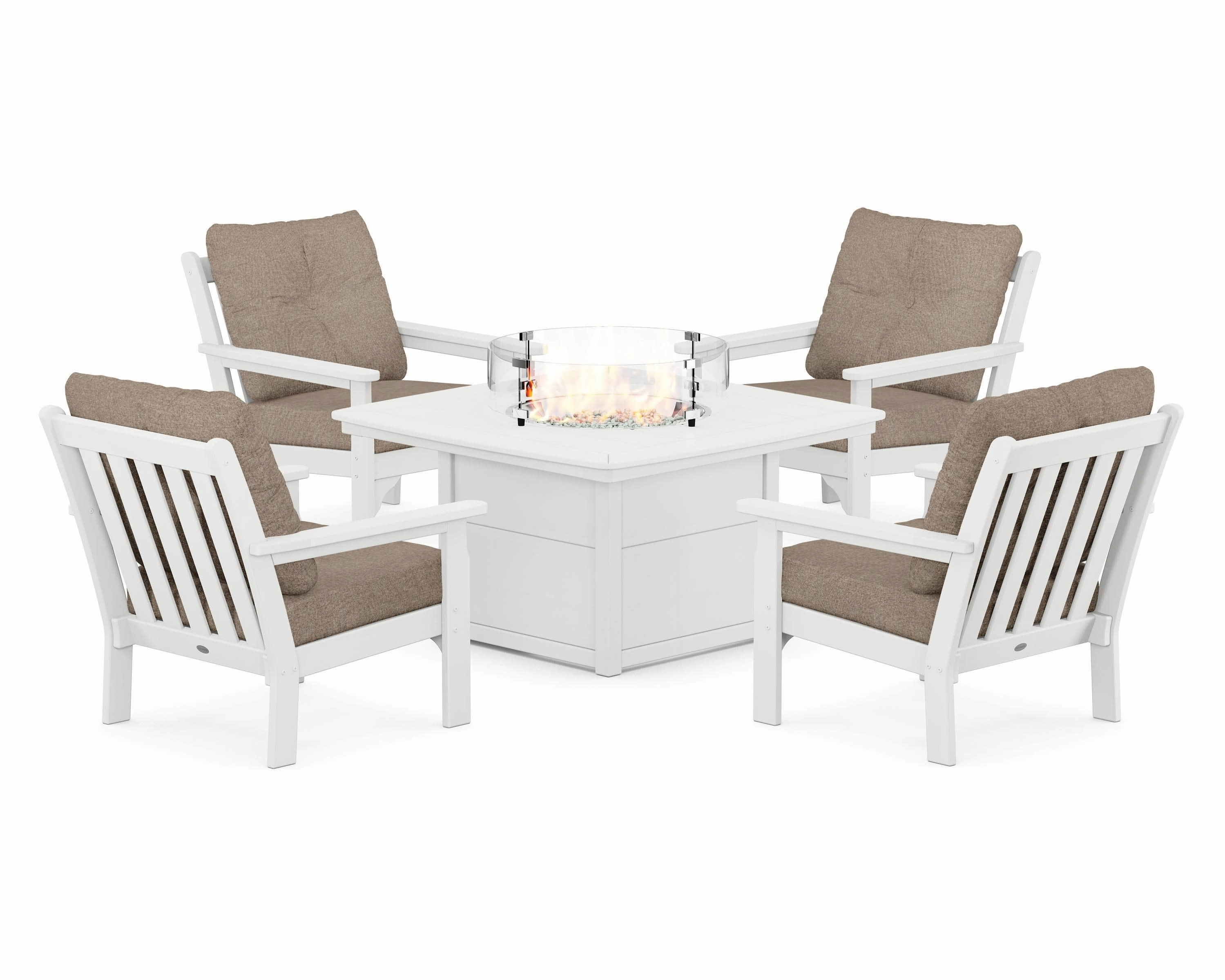 Vineyard 5-Piece Conversation Set with Fire Pit Table