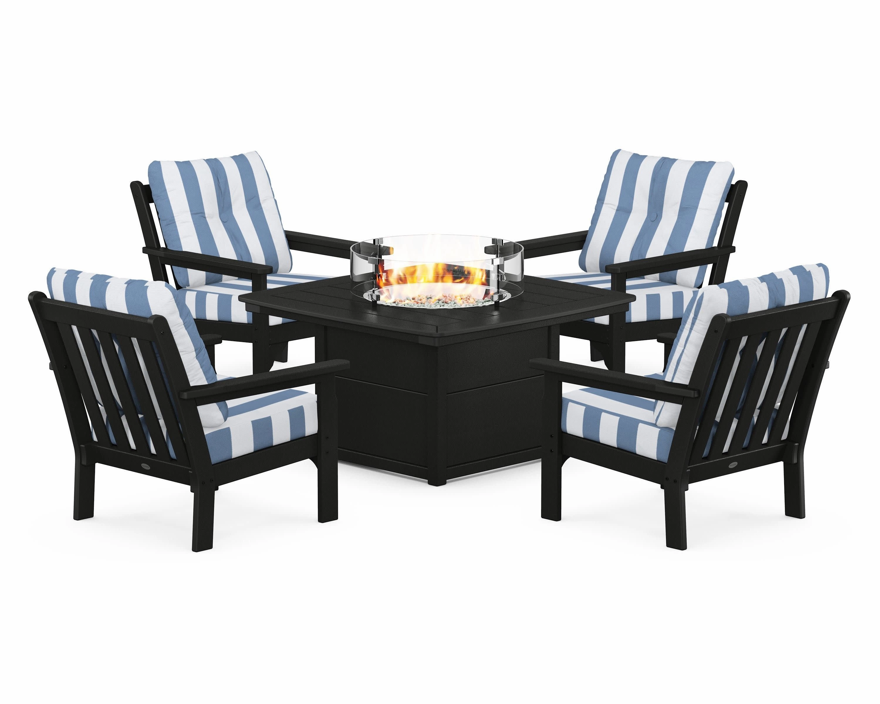 Vineyard 5-Piece Conversation Set with Fire Pit Table