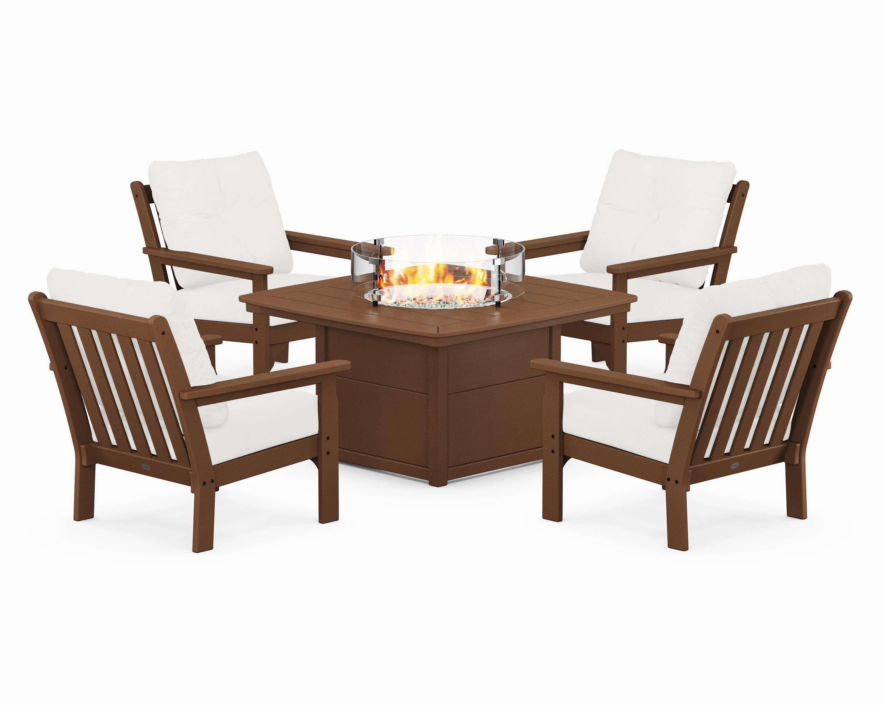 Vineyard 5-Piece Conversation Set with Fire Pit Table