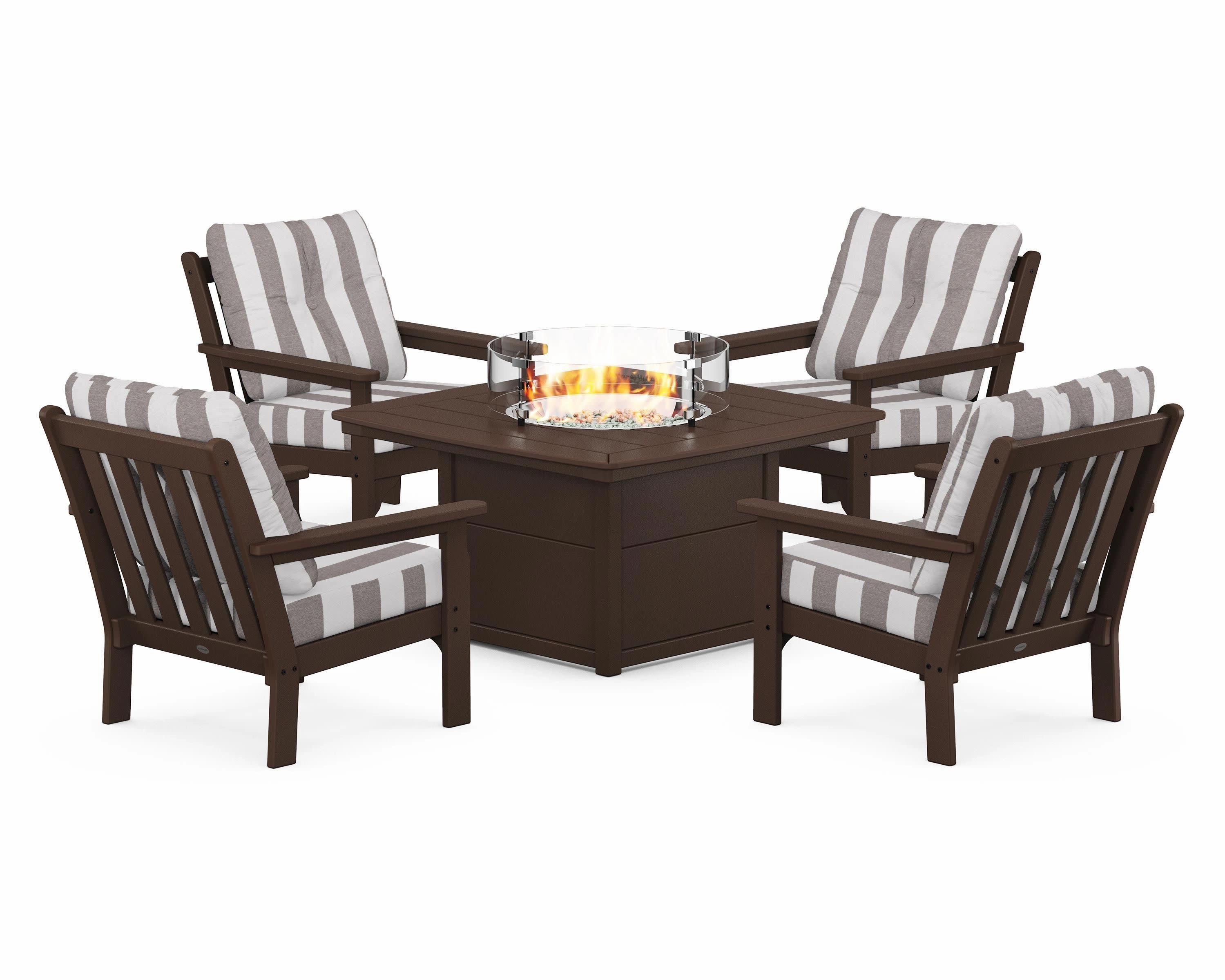 Vineyard 5-Piece Conversation Set with Fire Pit Table