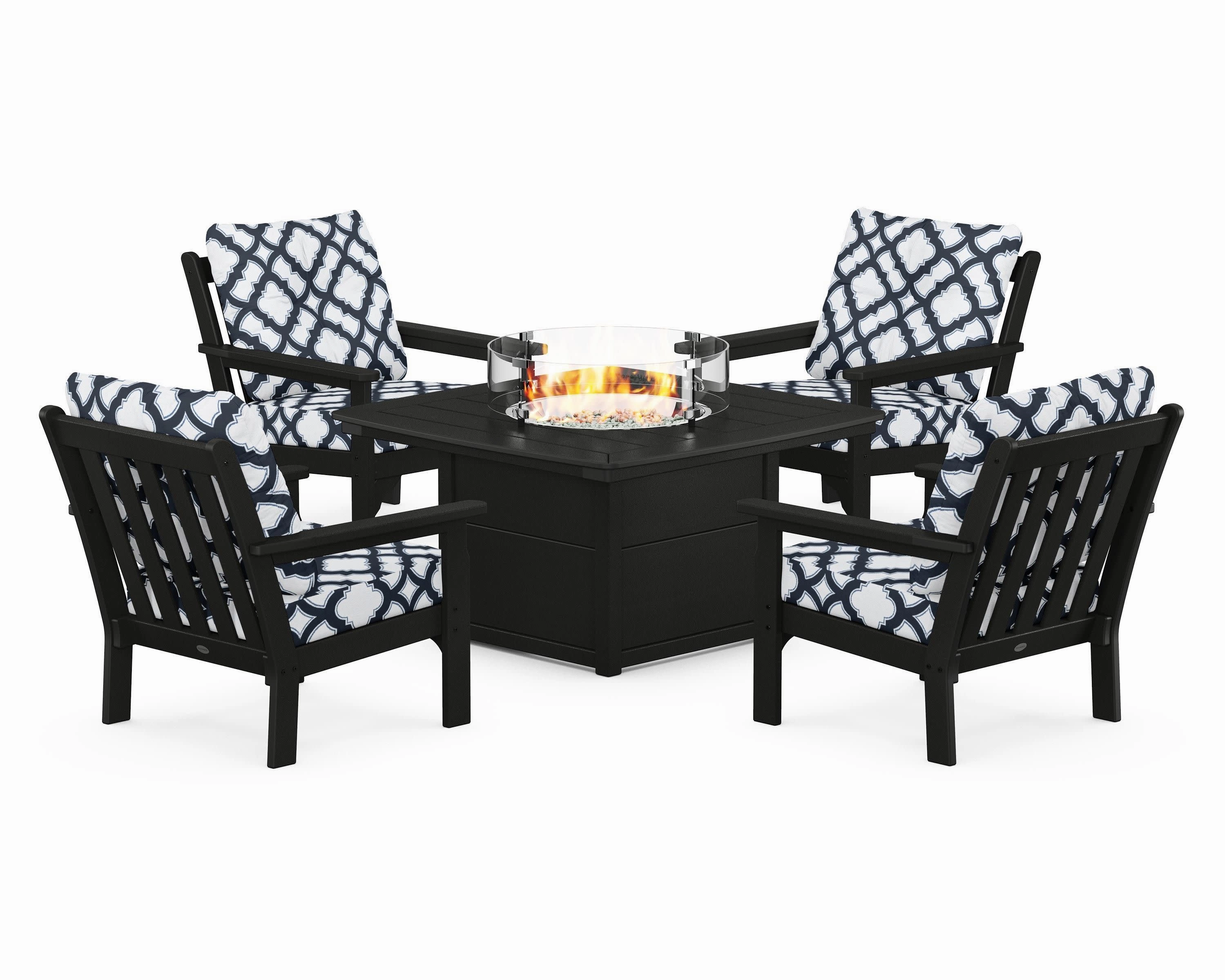 Vineyard 5-Piece Conversation Set with Fire Pit Table