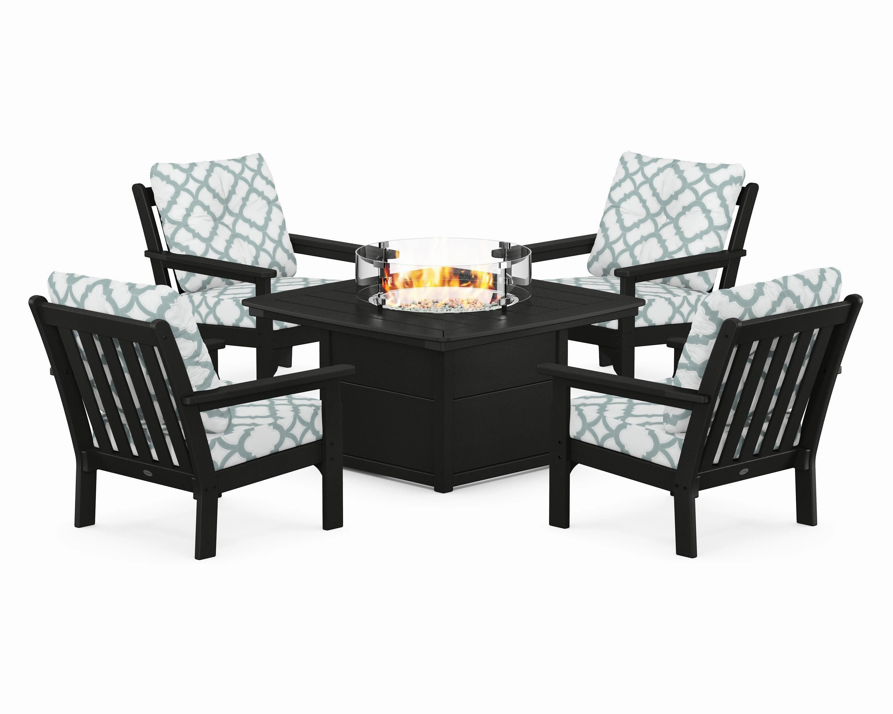Vineyard 5-Piece Conversation Set with Fire Pit Table