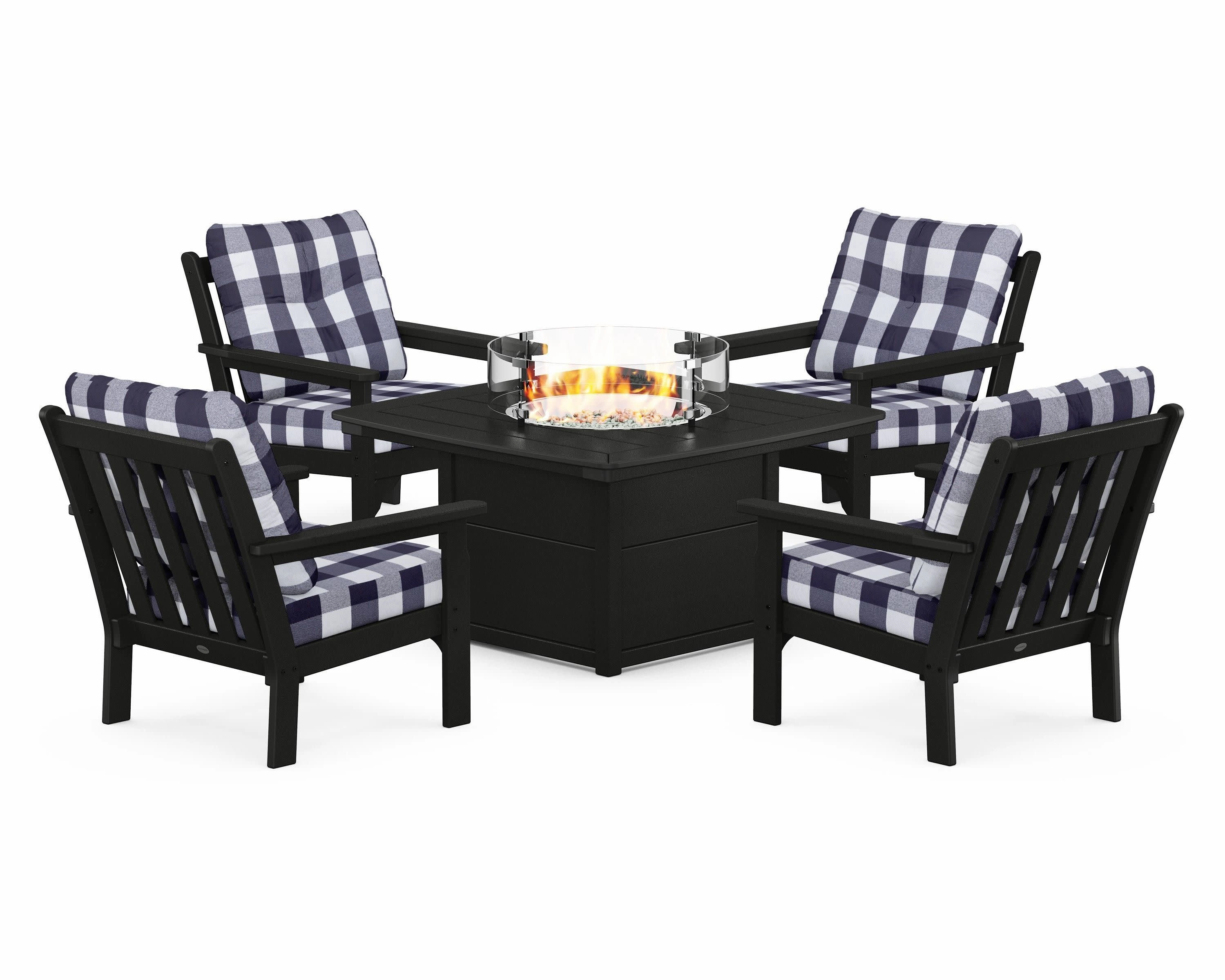 Vineyard 5-Piece Conversation Set with Fire Pit Table