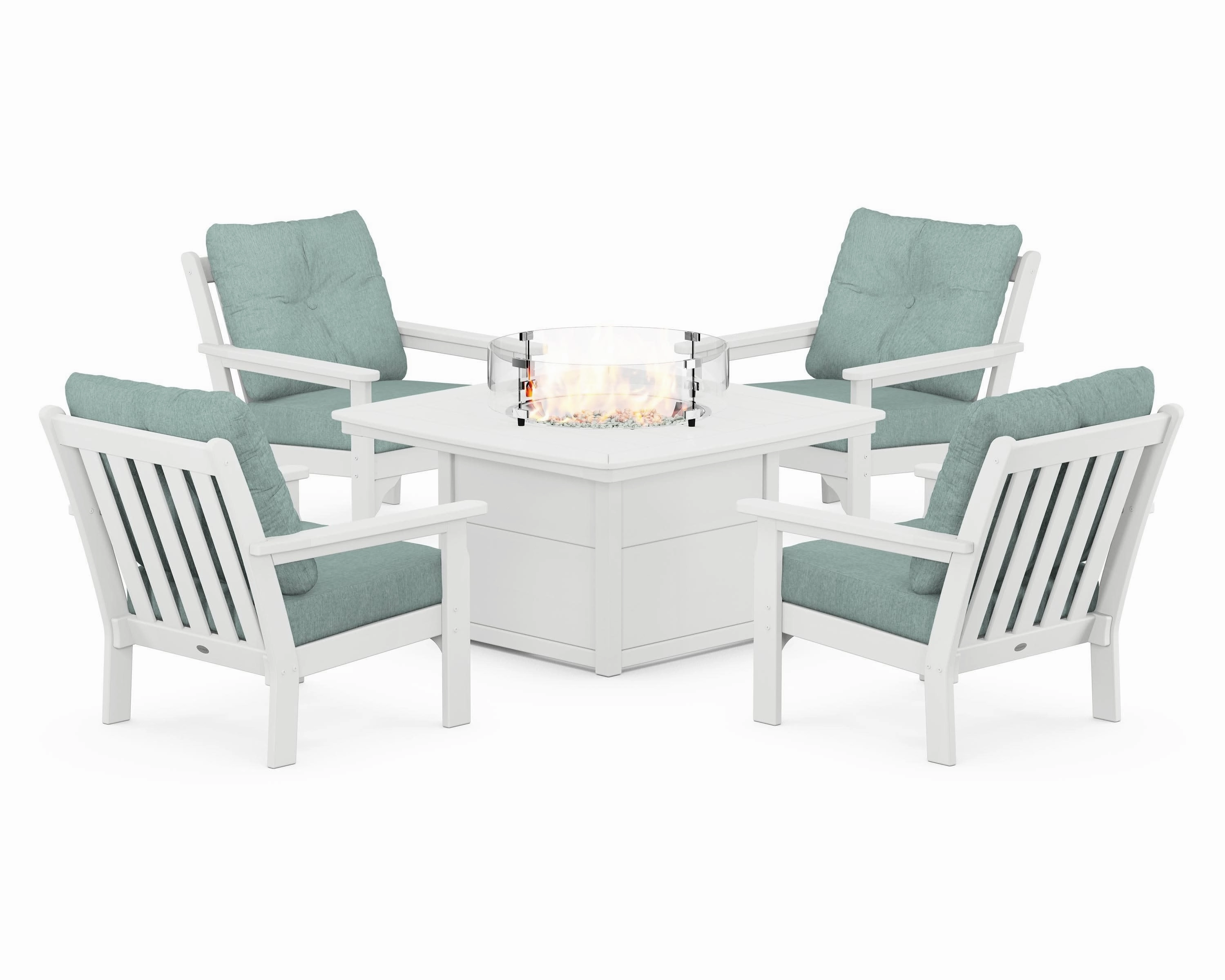 Vineyard 5-Piece Conversation Set with Fire Pit Table