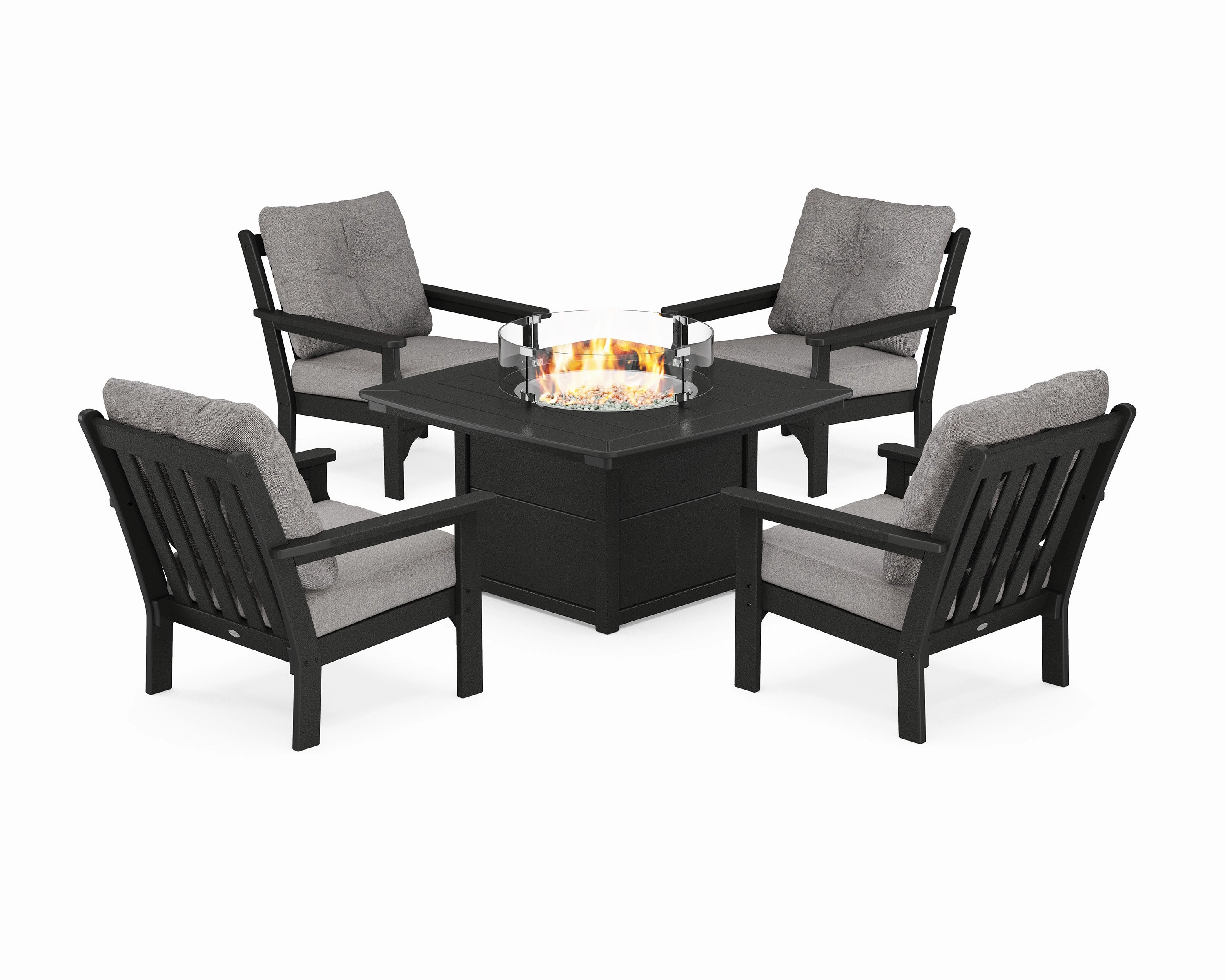 Vineyard 5-Piece Conversation Set with Fire Pit Table