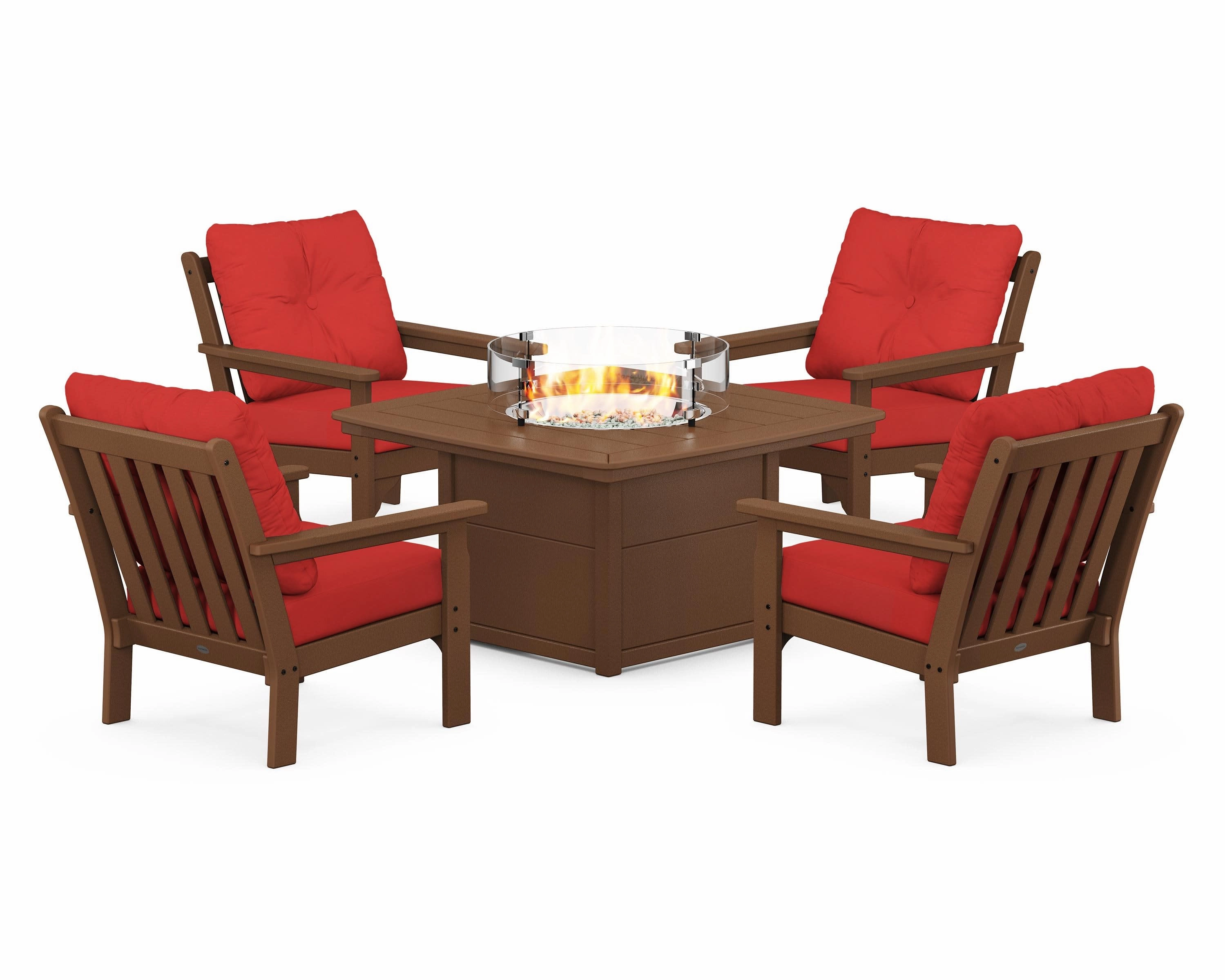 Vineyard 5-Piece Conversation Set with Fire Pit Table