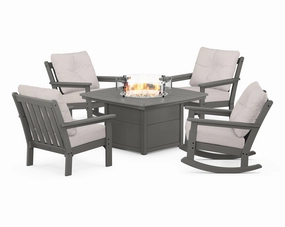 Vineyard 5-Piece Deep Seating Rocking Chair Conversation Set with Fire Pit Tableoutdoor patio dining furniture set