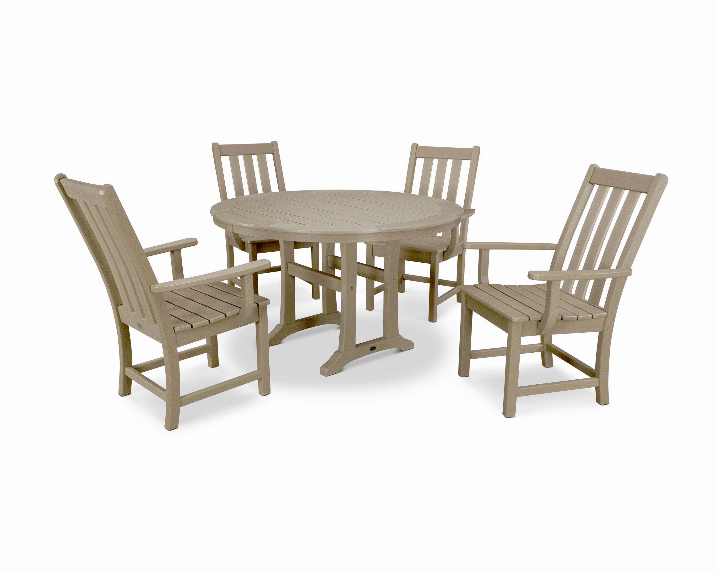 Vineyard 5-Piece Round Dining Set with Trestle Legs