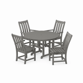 Vineyard 5-Piece Round Dining Set with Trestle Legsoutdoor patio furniture set