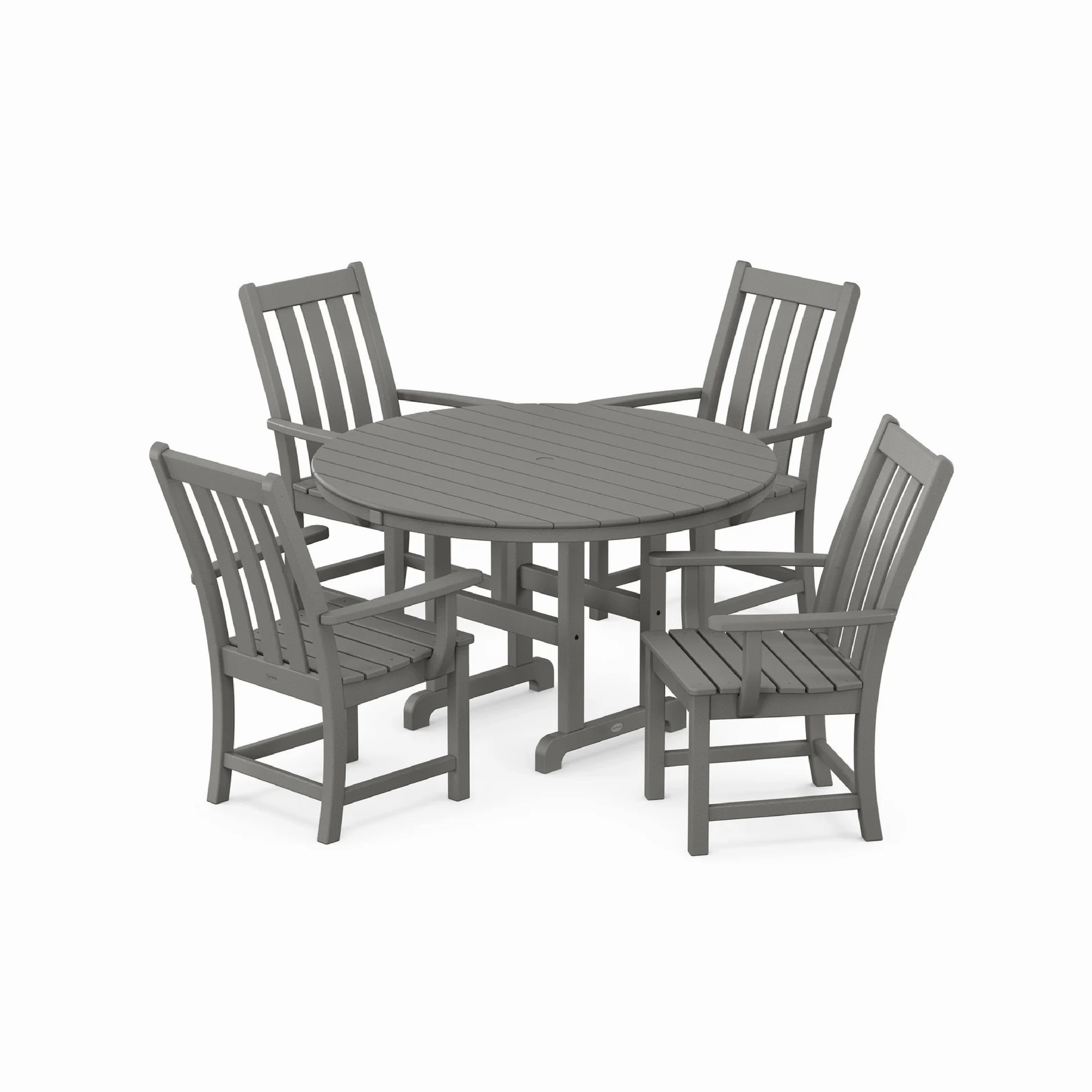 Vineyard 5-Piece Round Dining Set with Trestle Legsoutdoor patio furniture set