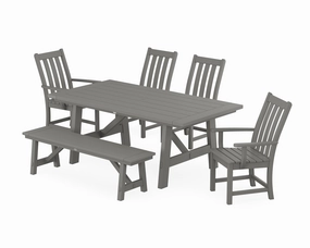 Vineyard 6-Piece Rustic Farmhouse Dining Set With Benchoutdoor patio furniture set
