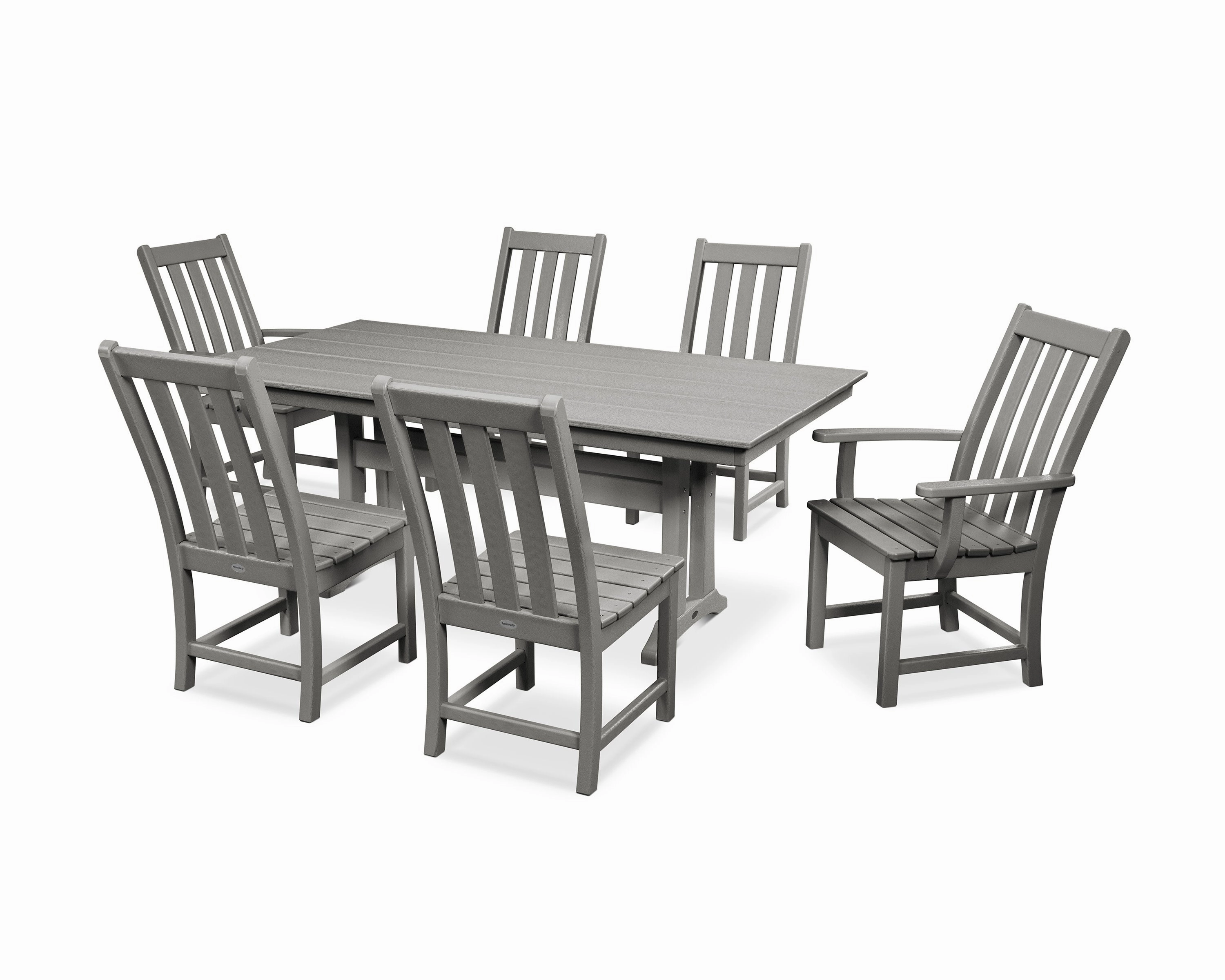 Vineyard 7-Piece Farmhouse Dining Set with Trestle Legsoutdoor patio furniture set