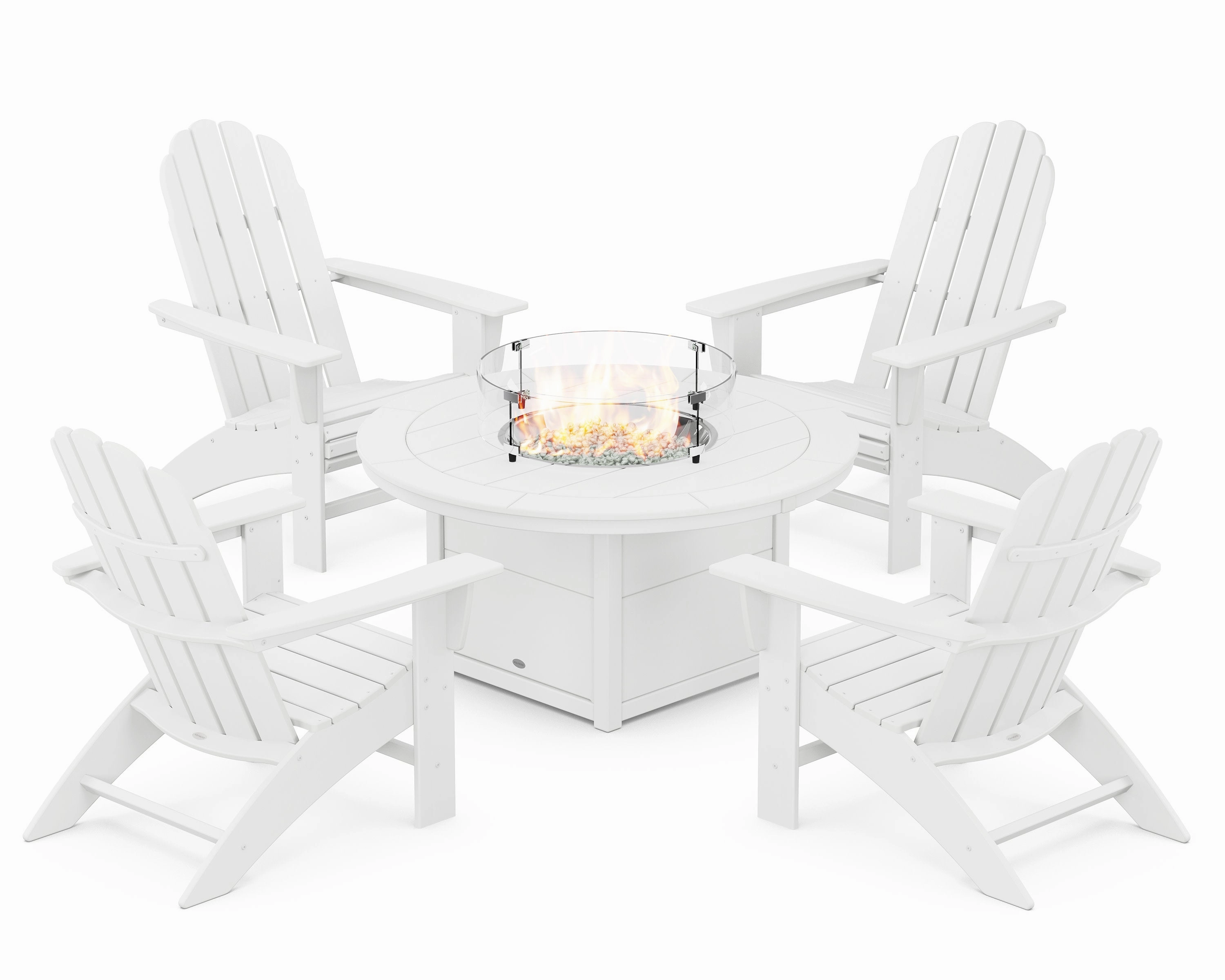 Vineyard Curveback Adirondack 5-Piece Conversation Set with Fire Pit Table