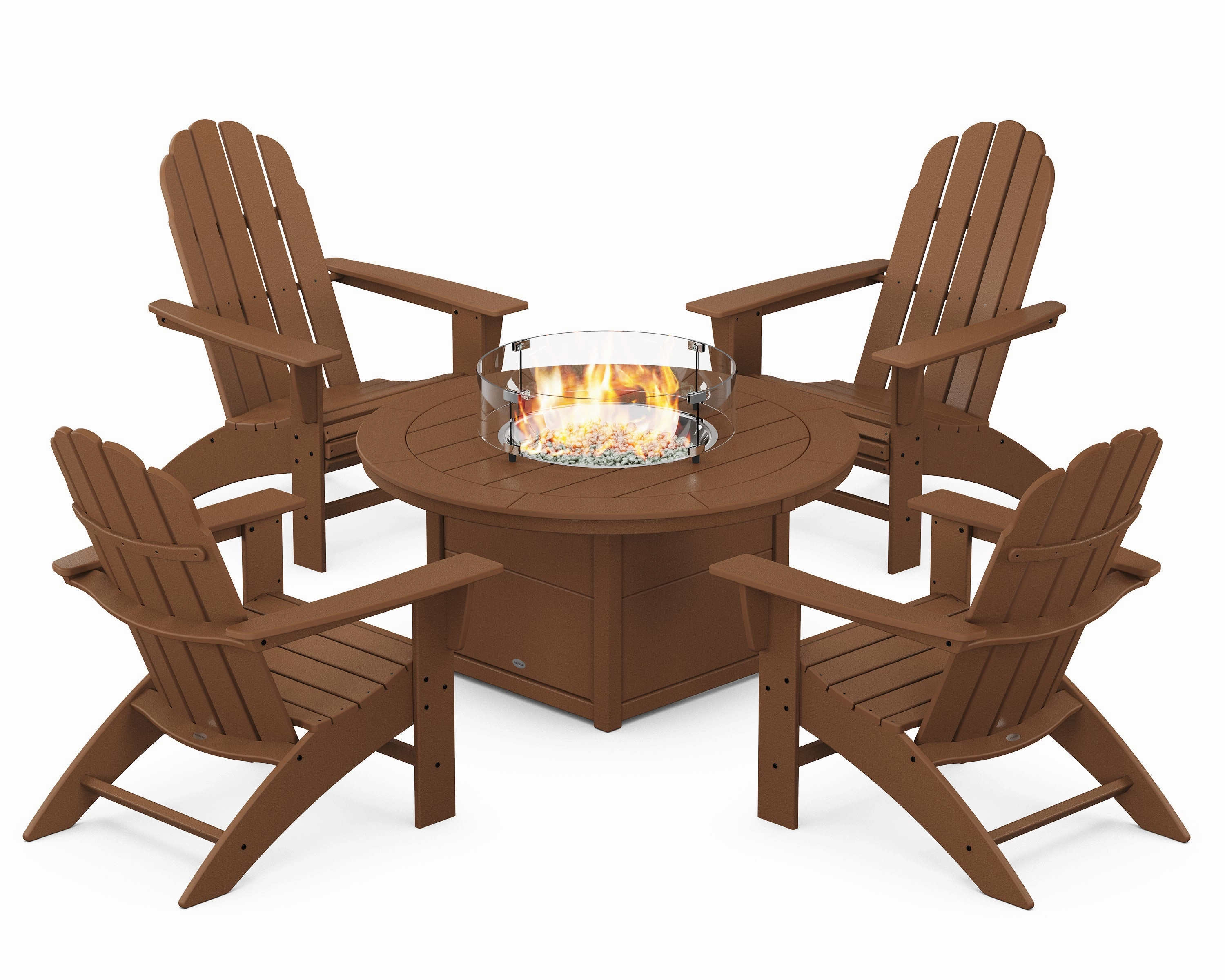 Vineyard Curveback Adirondack 5-Piece Conversation Set with Fire Pit Table