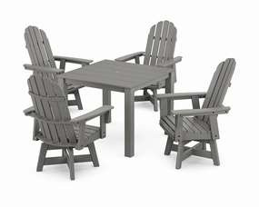 Vineyard Curveback Adirondack 5-Piece Parsons Swivel Dining Setoutdoor patio furniture set