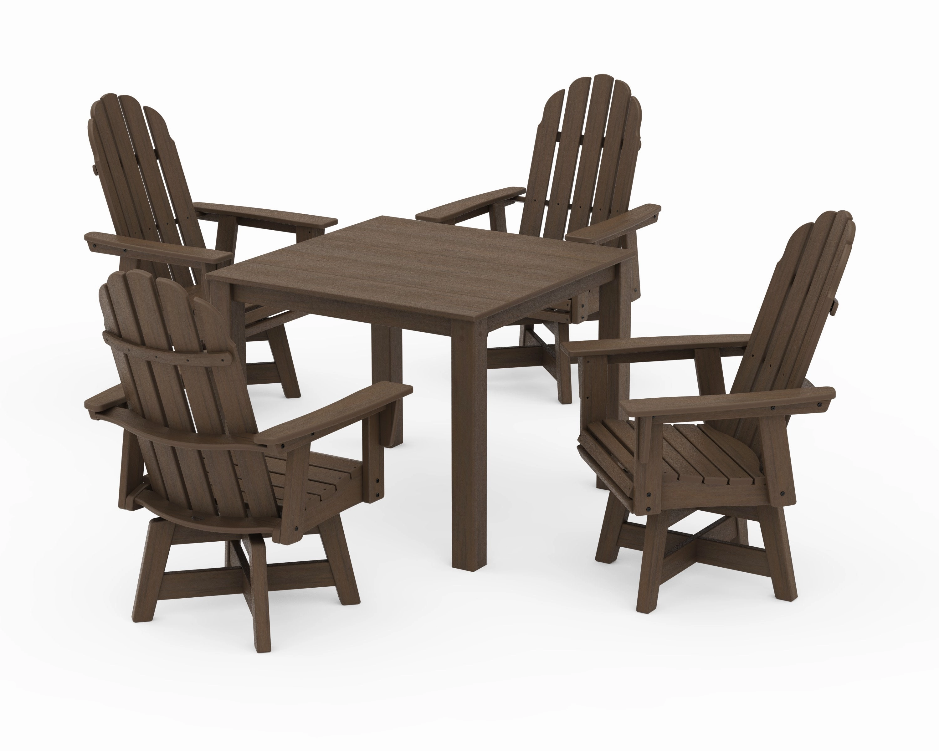 Vineyard Curveback Adirondack 5-Piece Parsons Swivel Dining Set