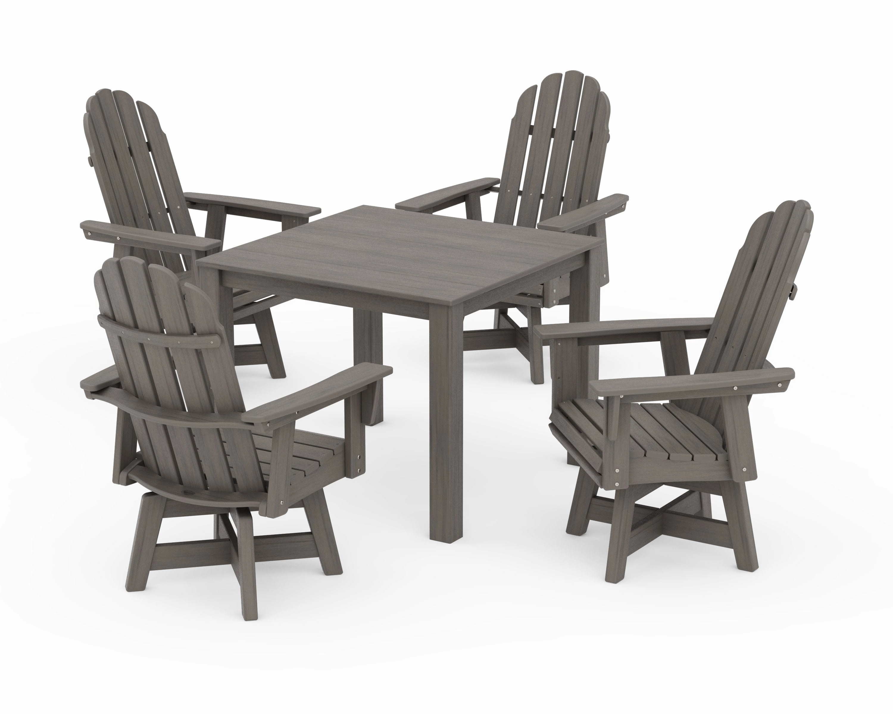 Vineyard Curveback Adirondack 5-Piece Parsons Swivel Dining Set
