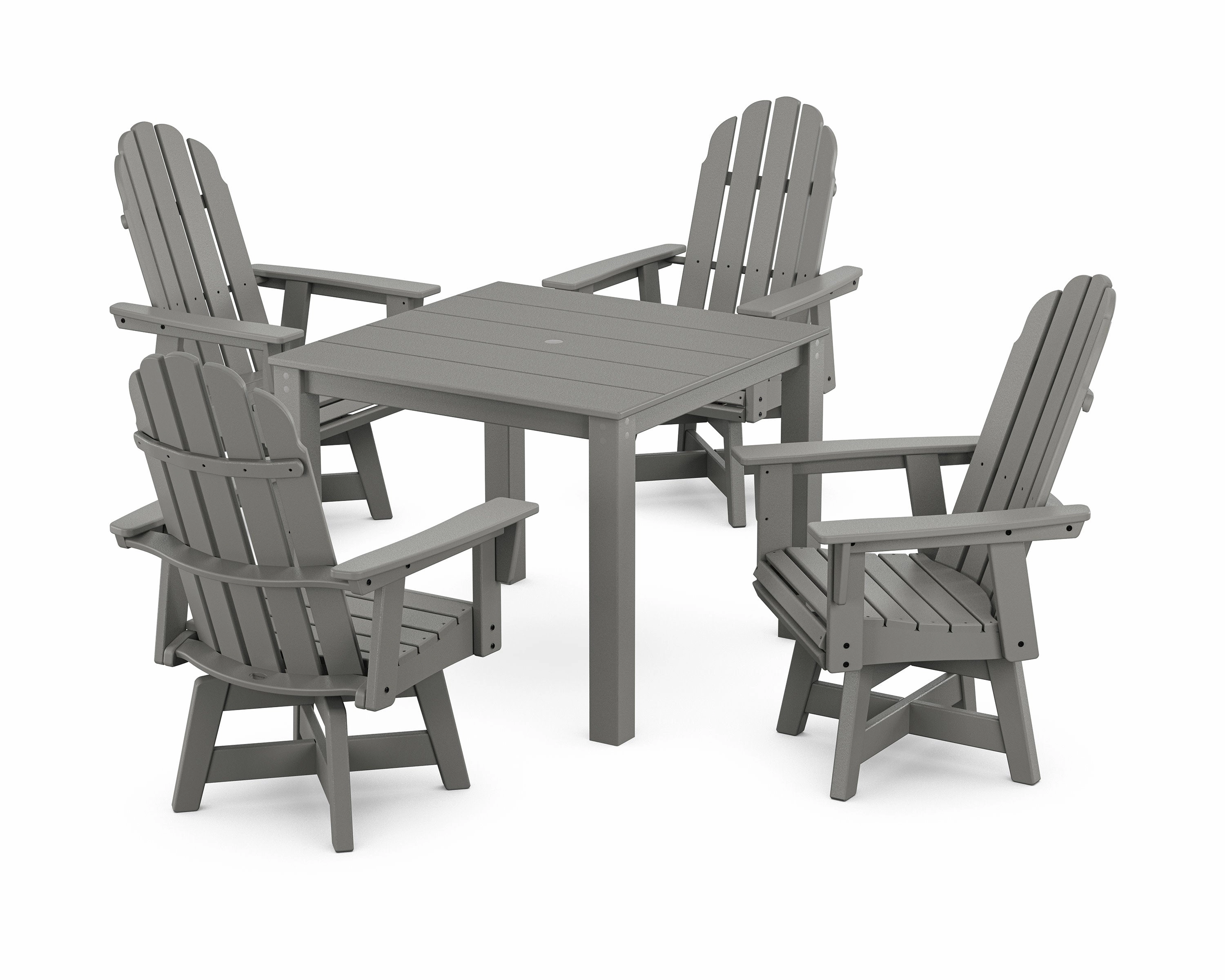 Vineyard Curveback Adirondack 5-Piece Parsons Swivel Dining Setoutdoor patio furniture set