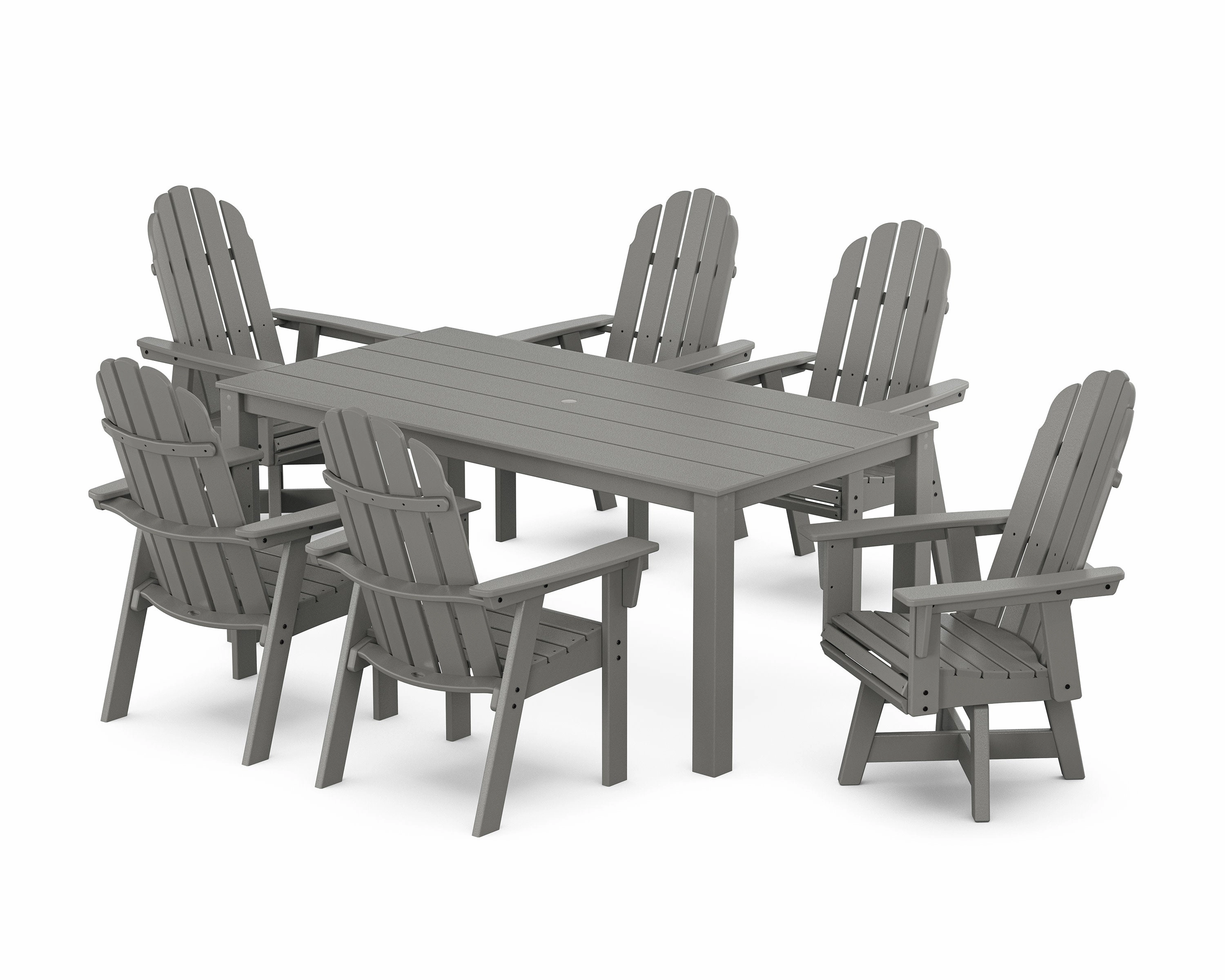 Vineyard Curveback Adirondack 7-Piece Parsons Swivel Dining Setoutdoor patio furniture set