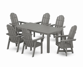 Vineyard Curveback Adirondack 7-Piece Parsons Swivel Dining Setoutdoor patio furniture set