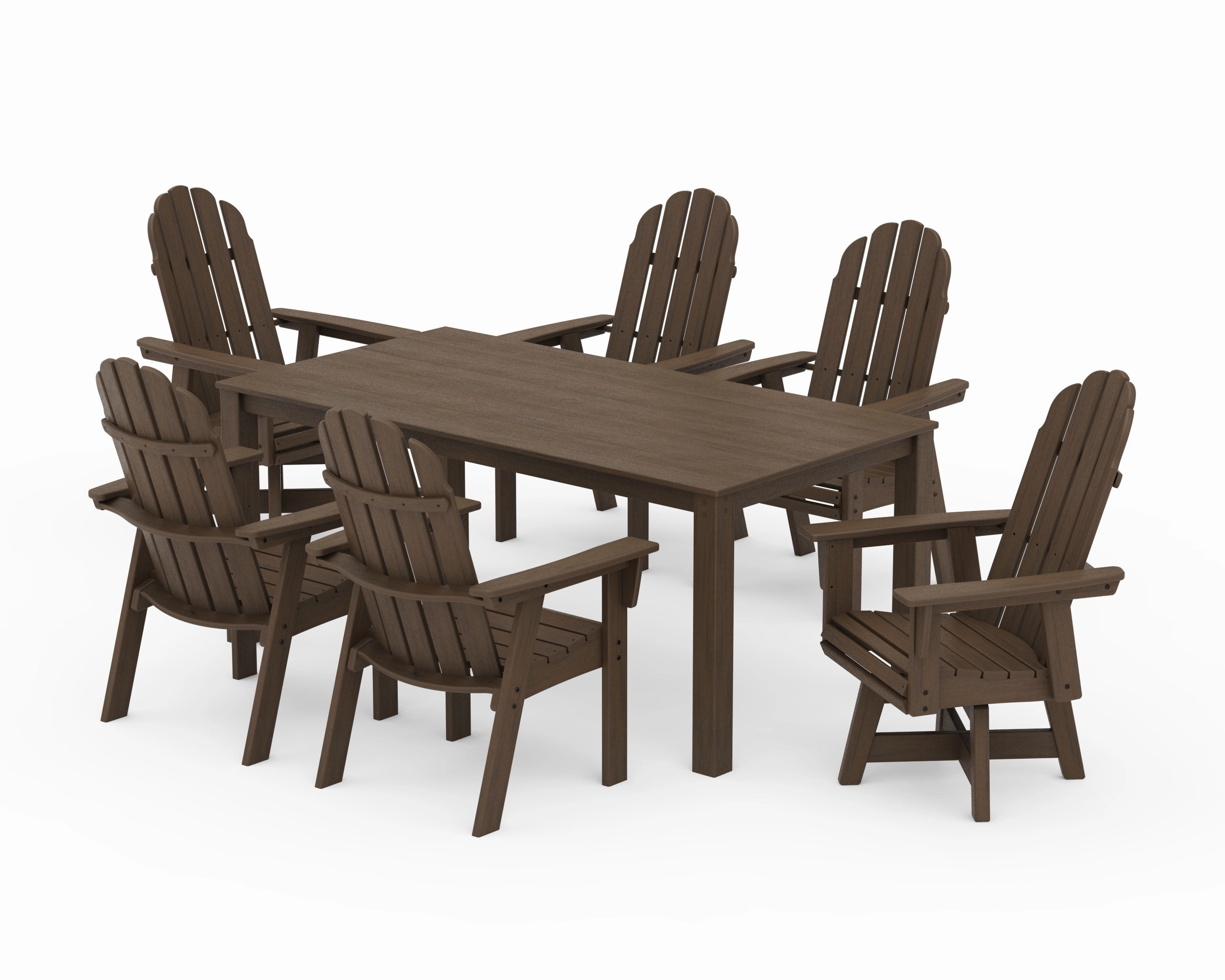 Vineyard Curveback Adirondack 7-Piece Parsons Swivel Dining Set