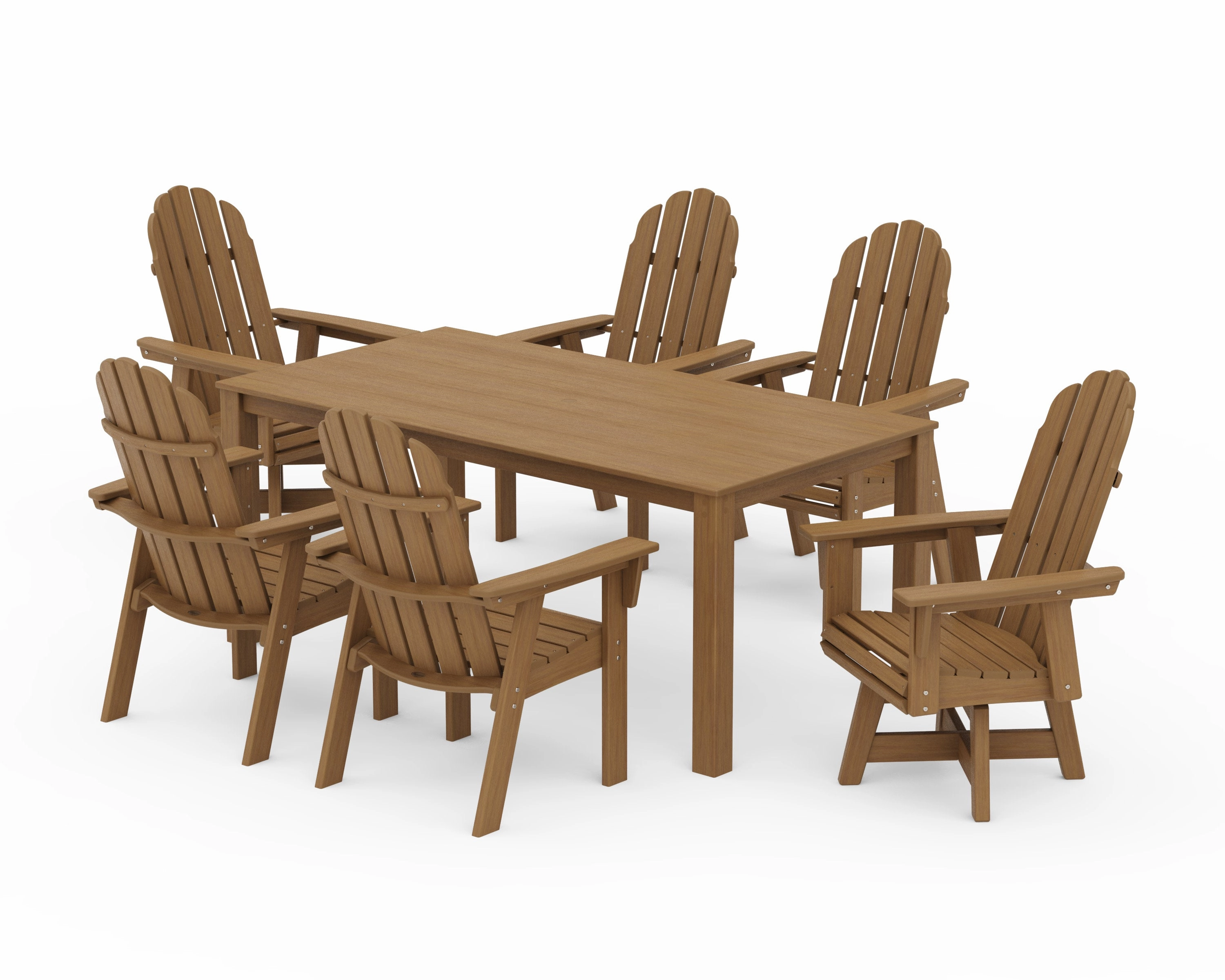 Vineyard Curveback Adirondack 7-Piece Parsons Swivel Dining Set
