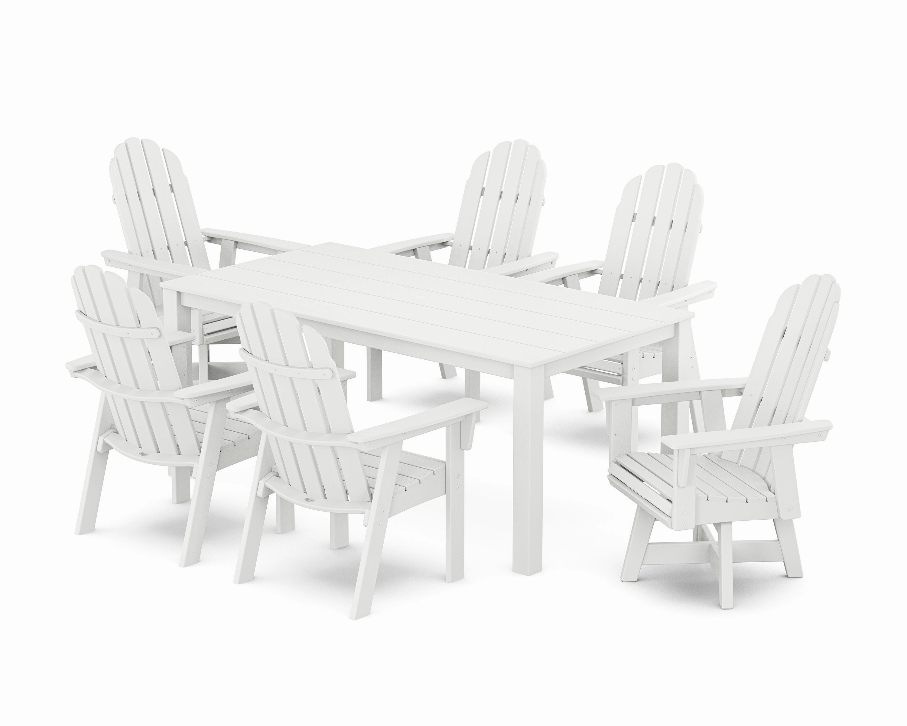 Vineyard Curveback Adirondack 7-Piece Parsons Swivel Dining Set