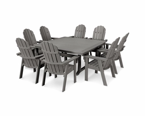 Vineyard Curveback Adirondack 9-Piece Nautical Trestle Dining Setoutdoor patio furniture set