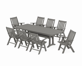 Vineyard Folding 9-Piece Dining Set with Trestle Legsoutdoor patio furniture set