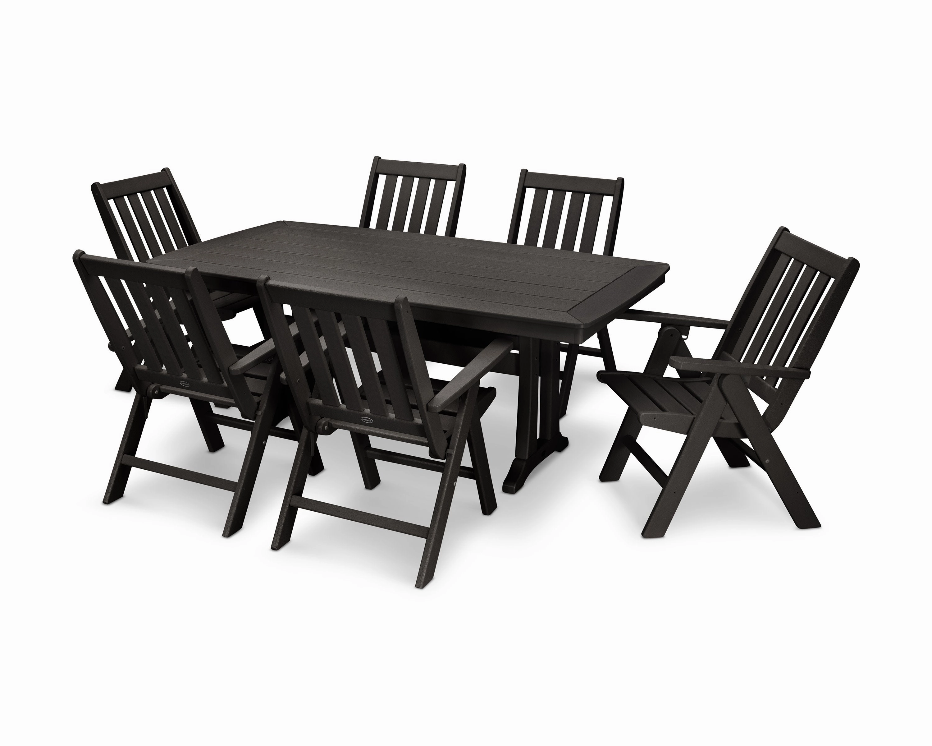 Vineyard Folding Chair 7-Piece Dining Set with Trestle Legs