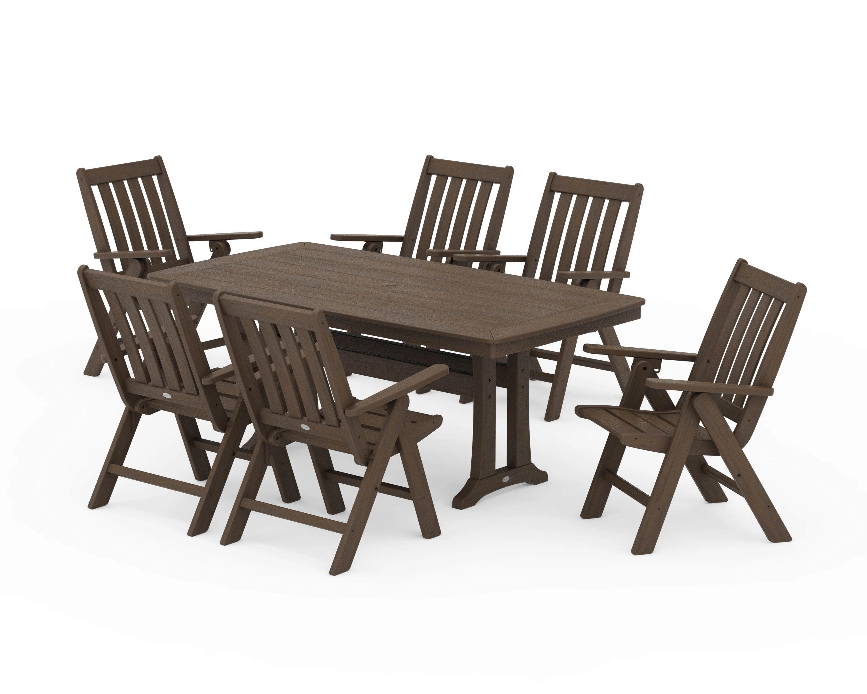 Vineyard Folding Chair 7-Piece Dining Set with Trestle Legs
