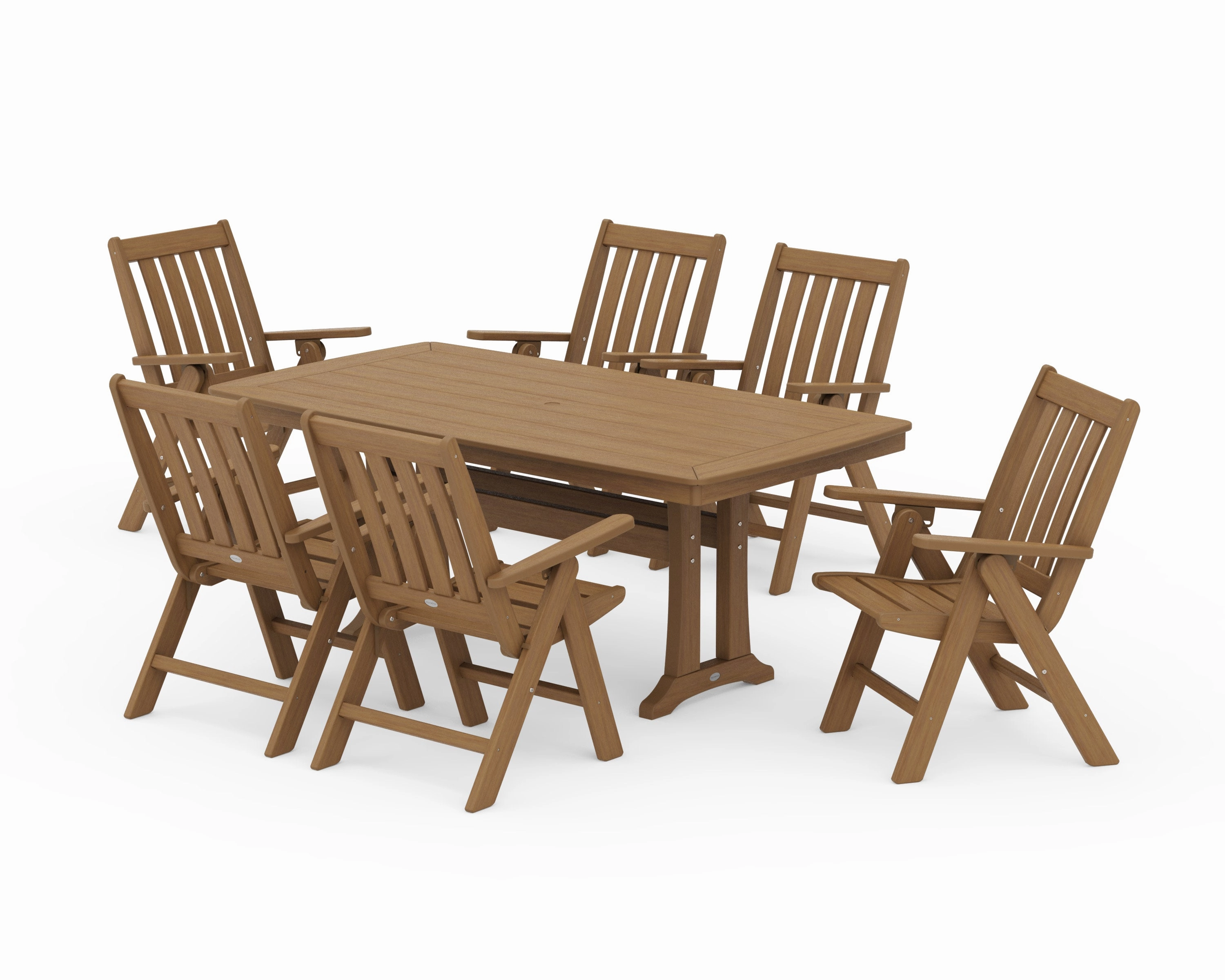 Vineyard Folding Chair 7-Piece Dining Set with Trestle Legs