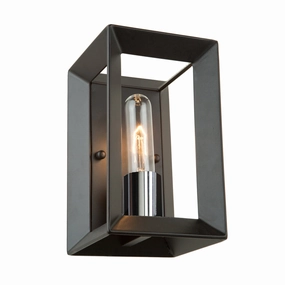 Vineyard One Light Wall Sconce Black & ChromeOutdoor wall sconces with motion sensor