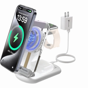 Save More Now Online Exclusive Savings Vylis Crystal 20W Mag-Safe Magnetic 3 In 1 Wireless Charger Um1006Crwht