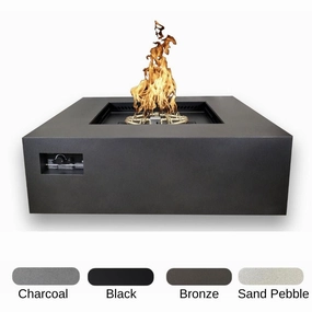 Warming Trends AON 40-inch Powder-Coated Steel Push Button Spark Ignition Square Fire Pit Tableoutdoor fire table set with chairs