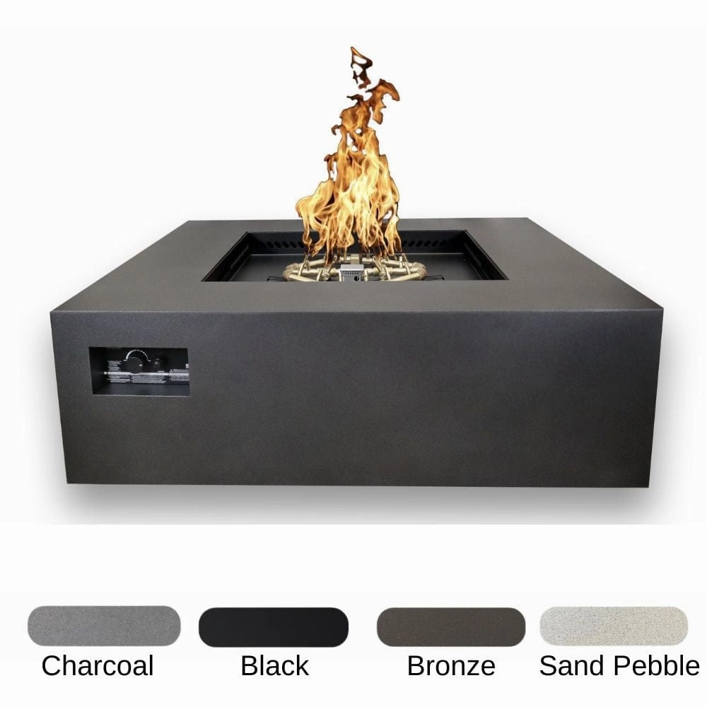 Warming Trends AON 48-inch Powder-Coated Steel Push Button Manual Thermocouple Ignition Square Fire Pit Tableoutdoor fire table set with chairs
