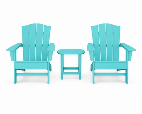 Wave 3-Piece Adirondack Chair Set with The Crest Chairsoutdoor patio dining furniture set