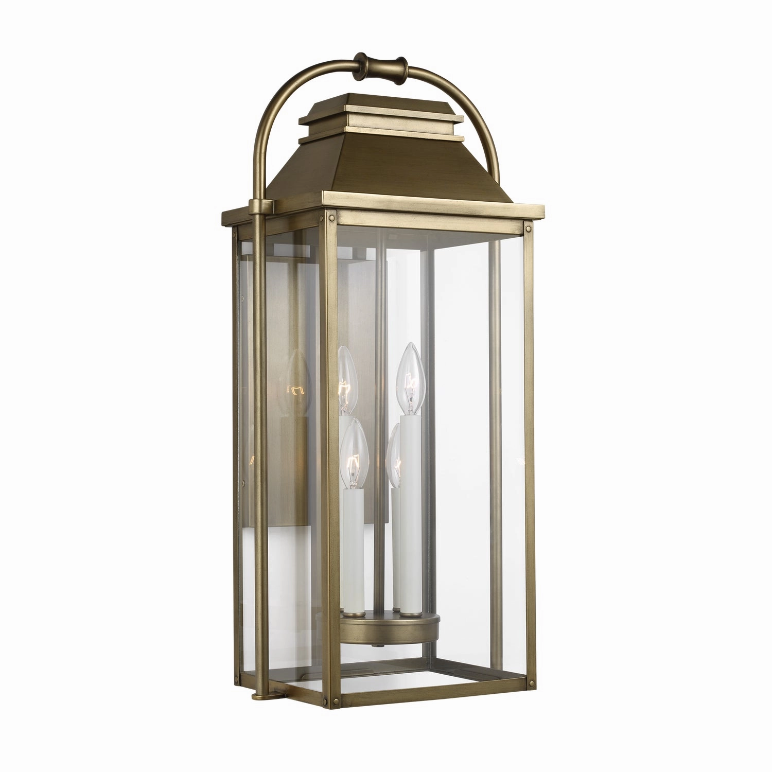 Wellsworth Four Light Lantern Painted Distressed Brass