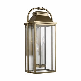 Wellsworth Four Light Lantern Painted Distressed BrassOutdoor wall sconces with motion sensor
