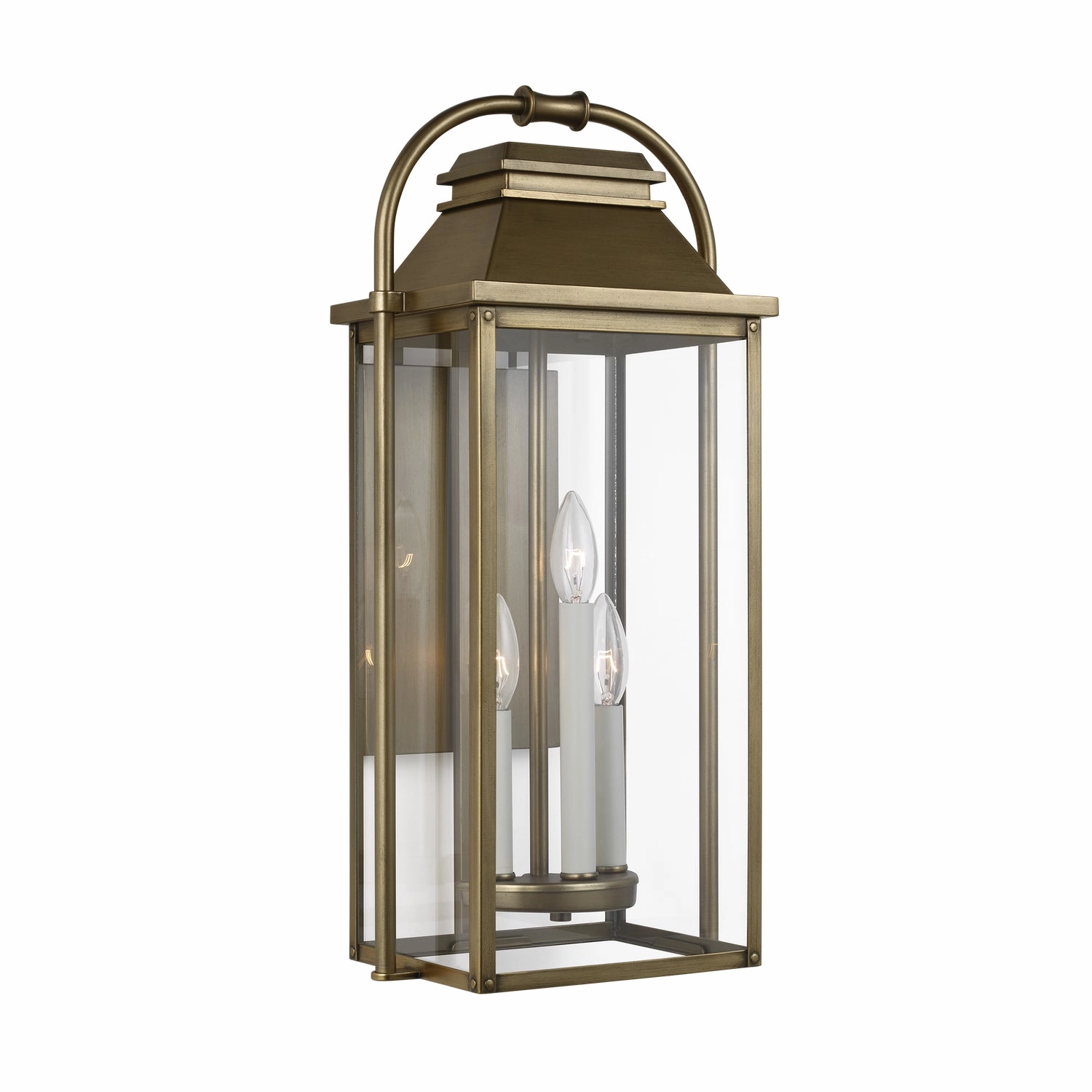 Wellsworth Three Light Lantern Painted Distressed Brass
