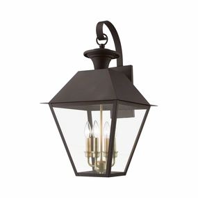 Wentworth Four Light Outdoor Wall Lantern Bronze w/Antique Brass Finish ClusterOutdoor wall sconces with motion sensor