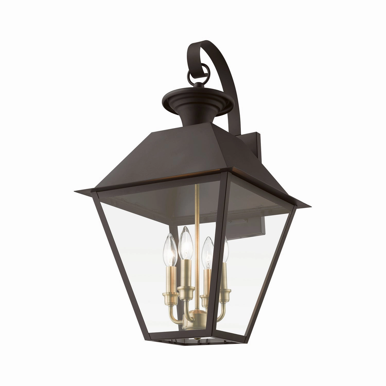 Wentworth Four Light Outdoor Wall Lantern Bronze w/Antique Brass Finish Cluster