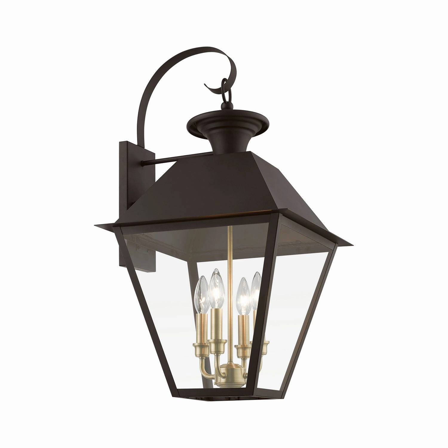 Wentworth Four Light Outdoor Wall Lantern Bronze w/Antique Brass Finish Cluster