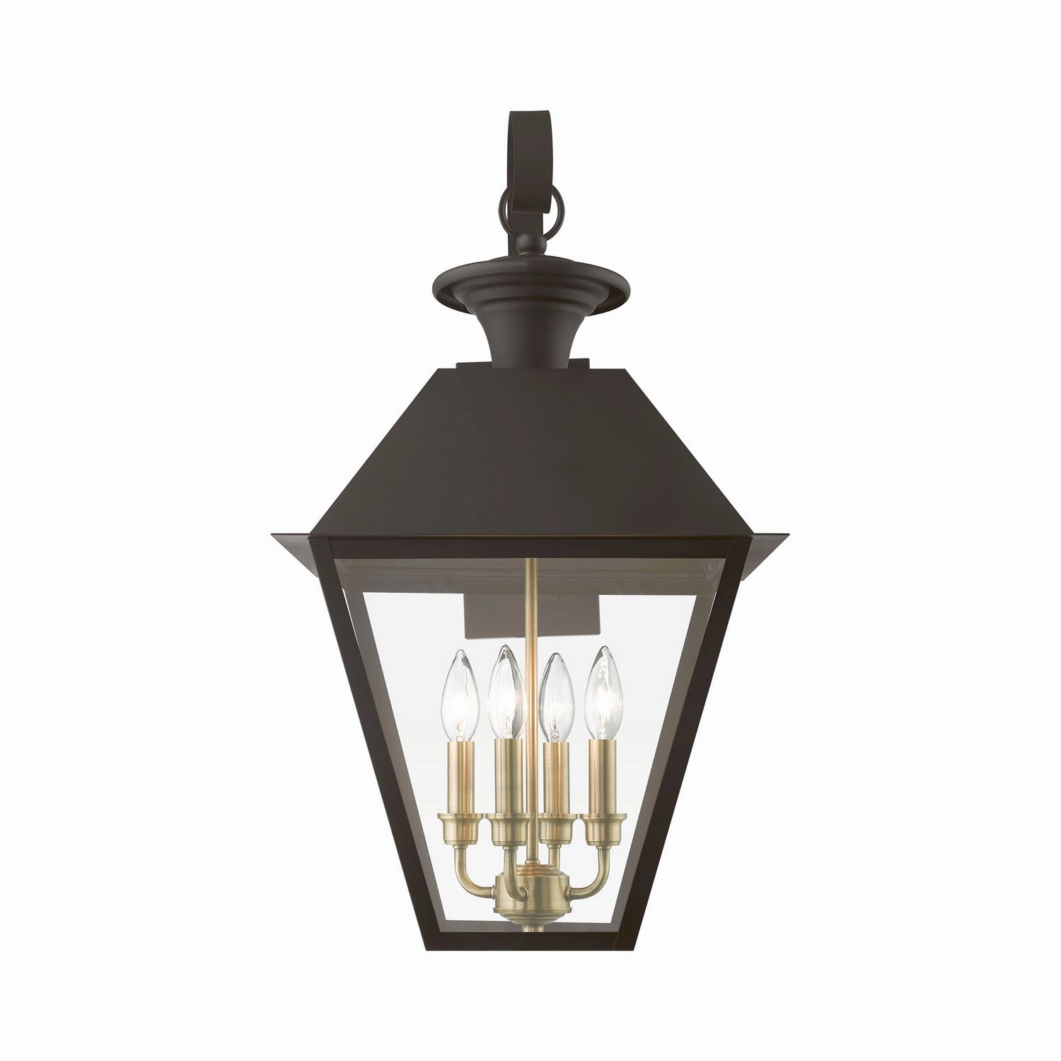 Wentworth Four Light Outdoor Wall Lantern Bronze w/Antique Brass Finish Cluster