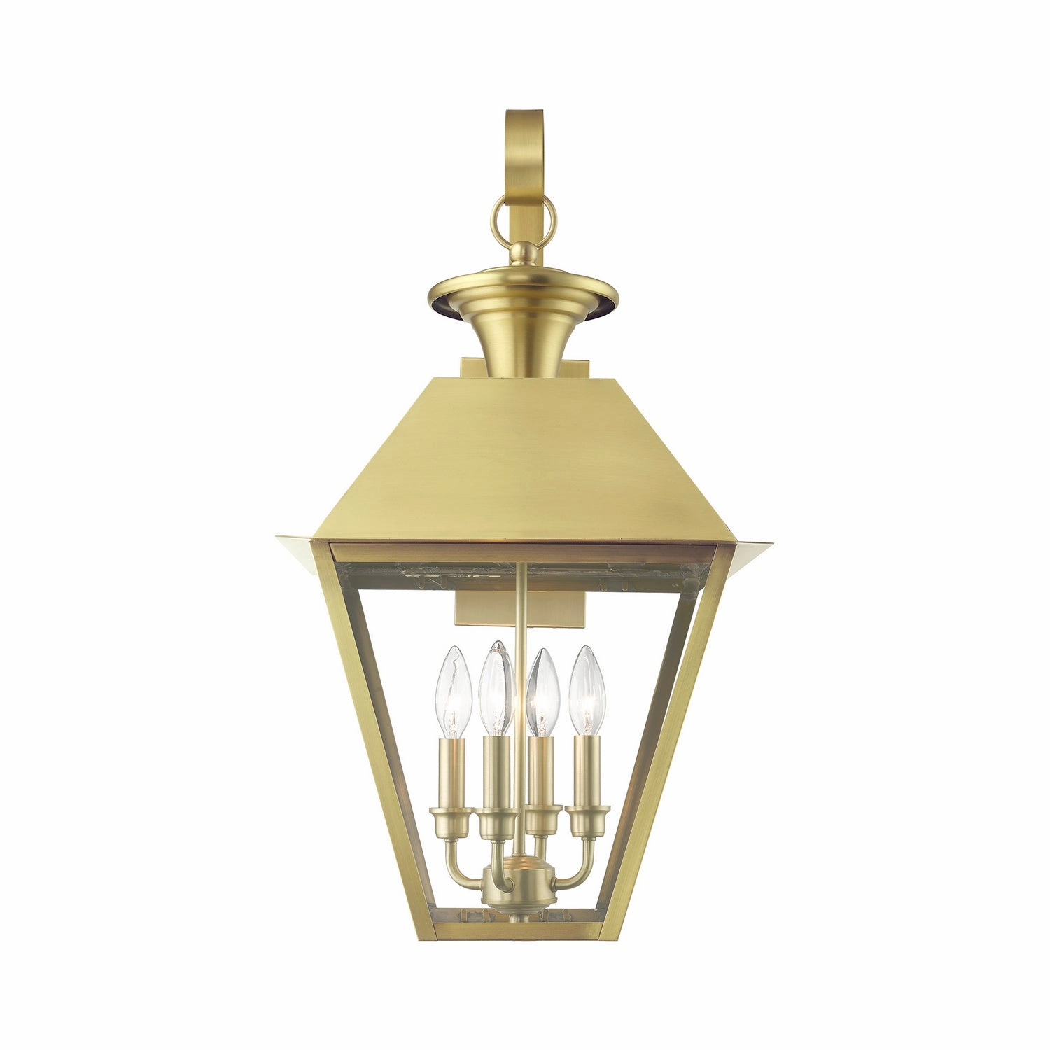 Wentworth Four Light Outdoor Wall Lantern Natural Brass